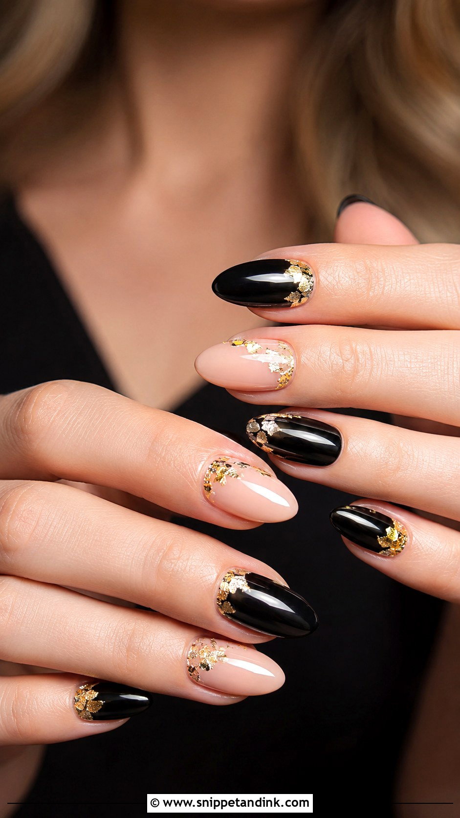 Black And Gold Foil Wedding Nails - Snippet and Ink - 20 Black and Gold Wedding Nails