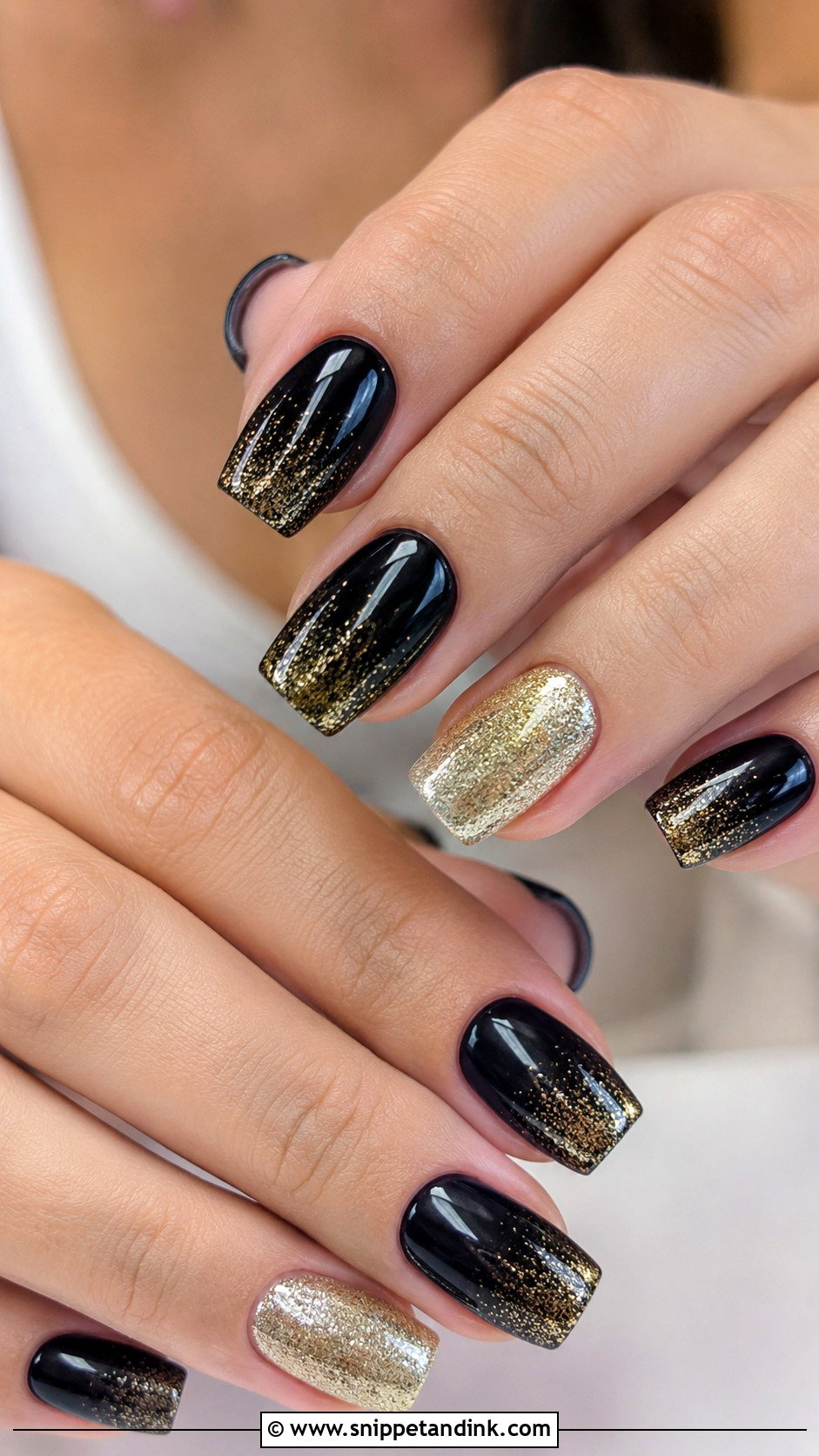 Black And Gold Glitter Wedding Nails - Snippet and Ink - 20 Black and Gold Wedding Nails