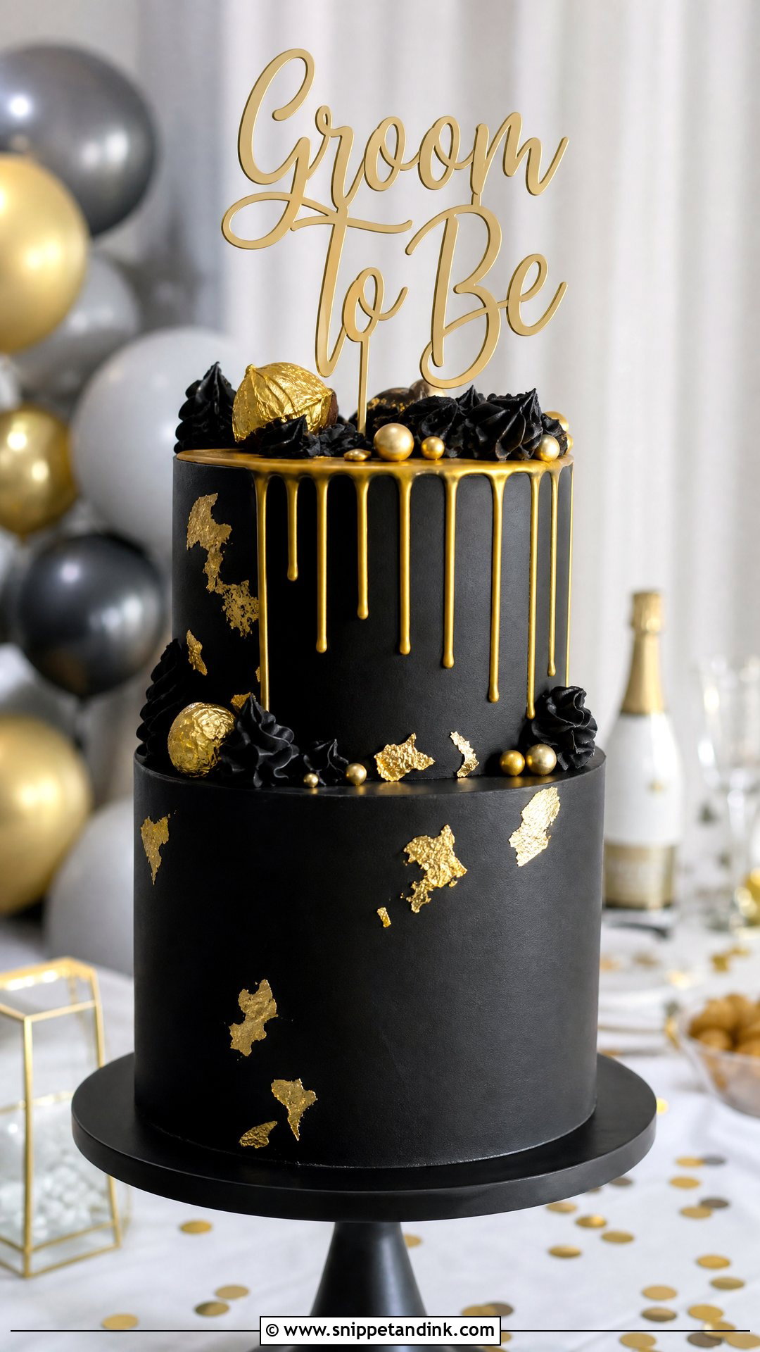 Black And Gold Groom Cake - Snippet and Ink - 25 Groom to Be Cake Ideas
