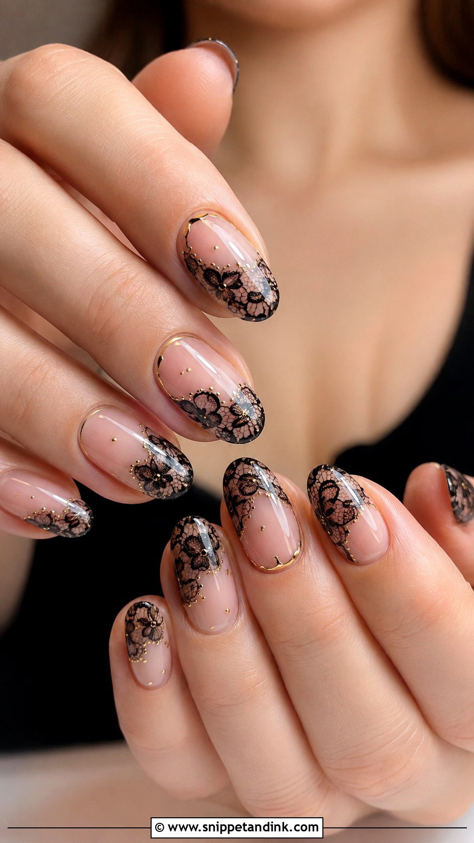 Black And Gold Lace Wedding Nails - Snippet and Ink - 20 Black and Gold Wedding Nails