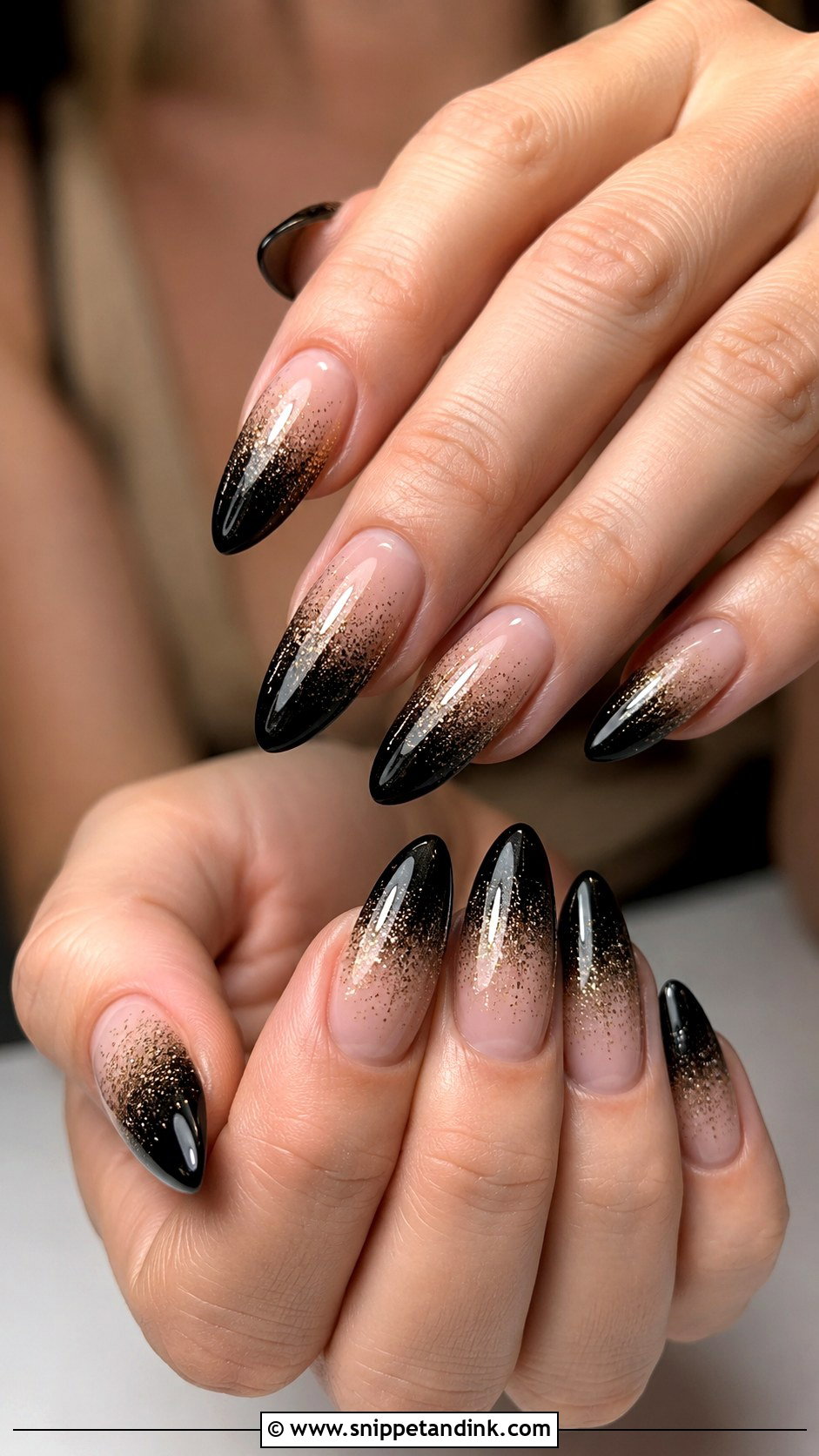 Black And Gold Ombre Wedding Nails - Snippet and Ink - 20 Black and Gold Wedding Nails