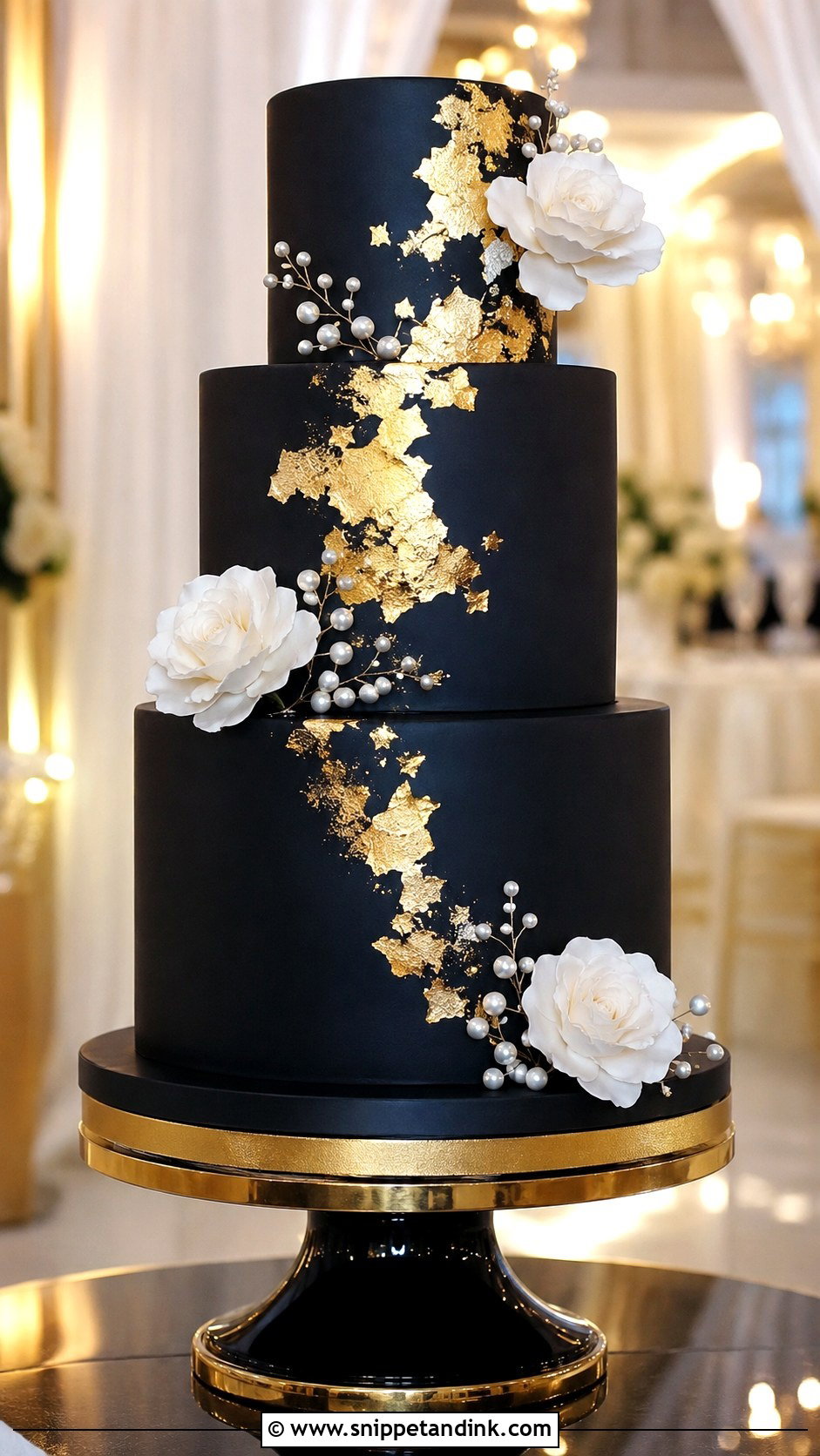 Black And Gold Wedding Cake - Snippet and Ink - 20 Golden Cake Ideas for Wedding