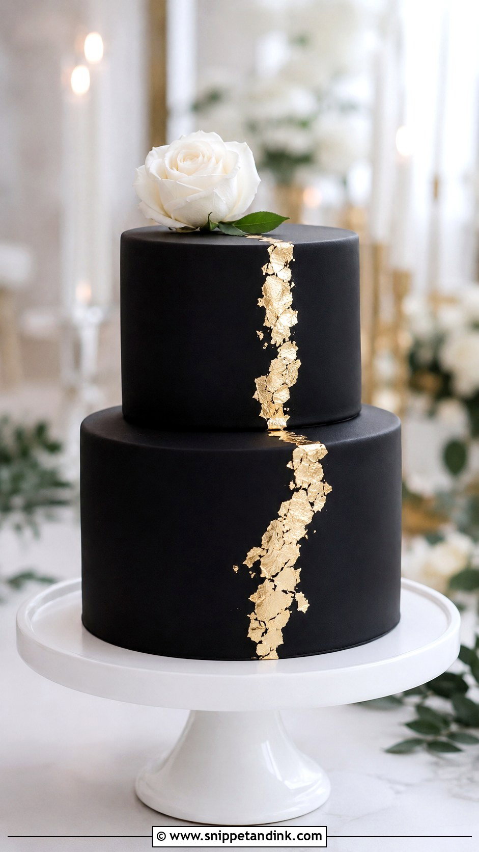 Black And Gold Wedding Cake With Minimal Look - Snippet and Ink - 25 Black and Gold Cake Ideas for Wedding