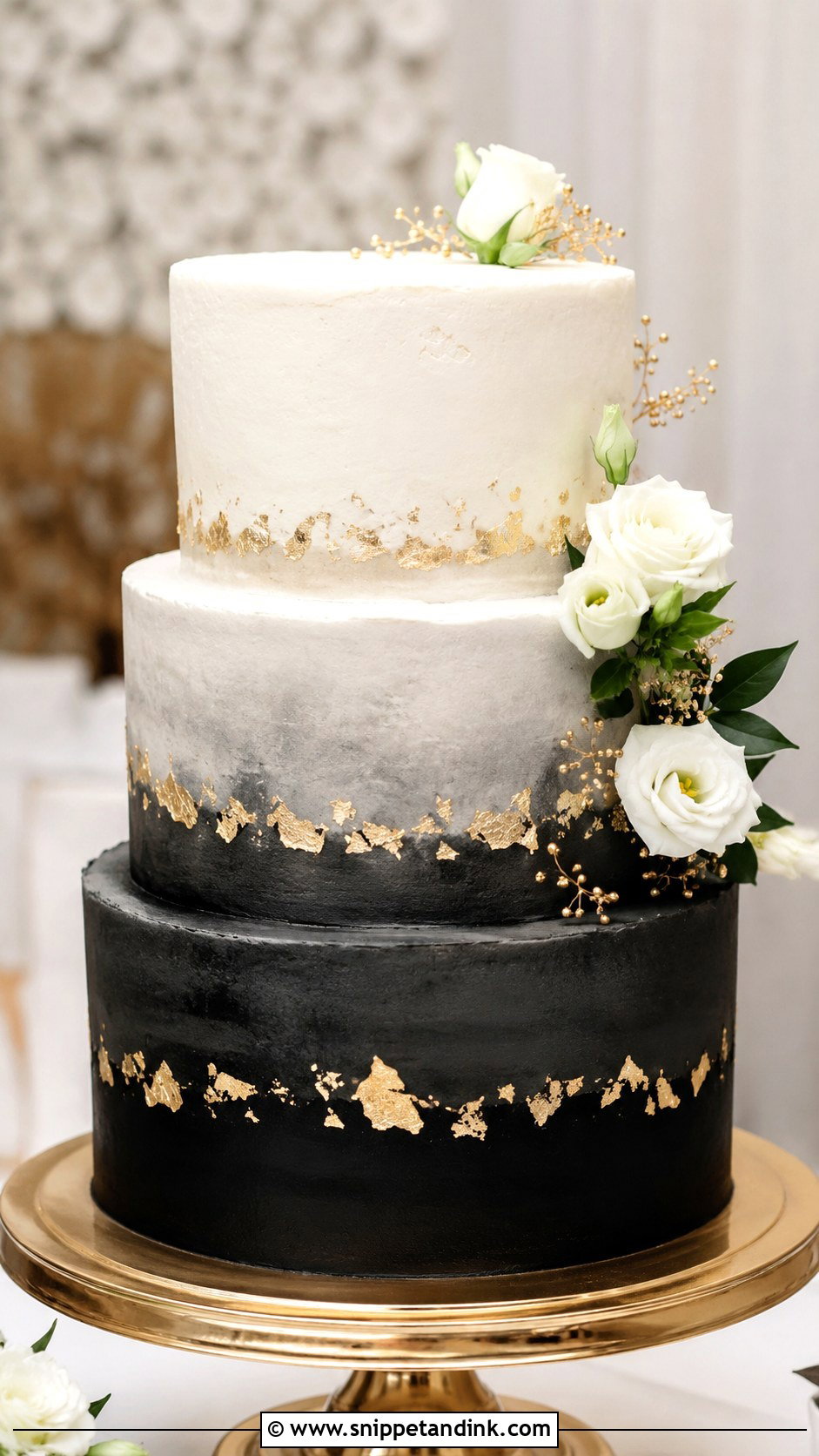 Black And Gold Wedding Cake With Ombre - Snippet and Ink - 25 Black and Gold Cake Ideas for Wedding