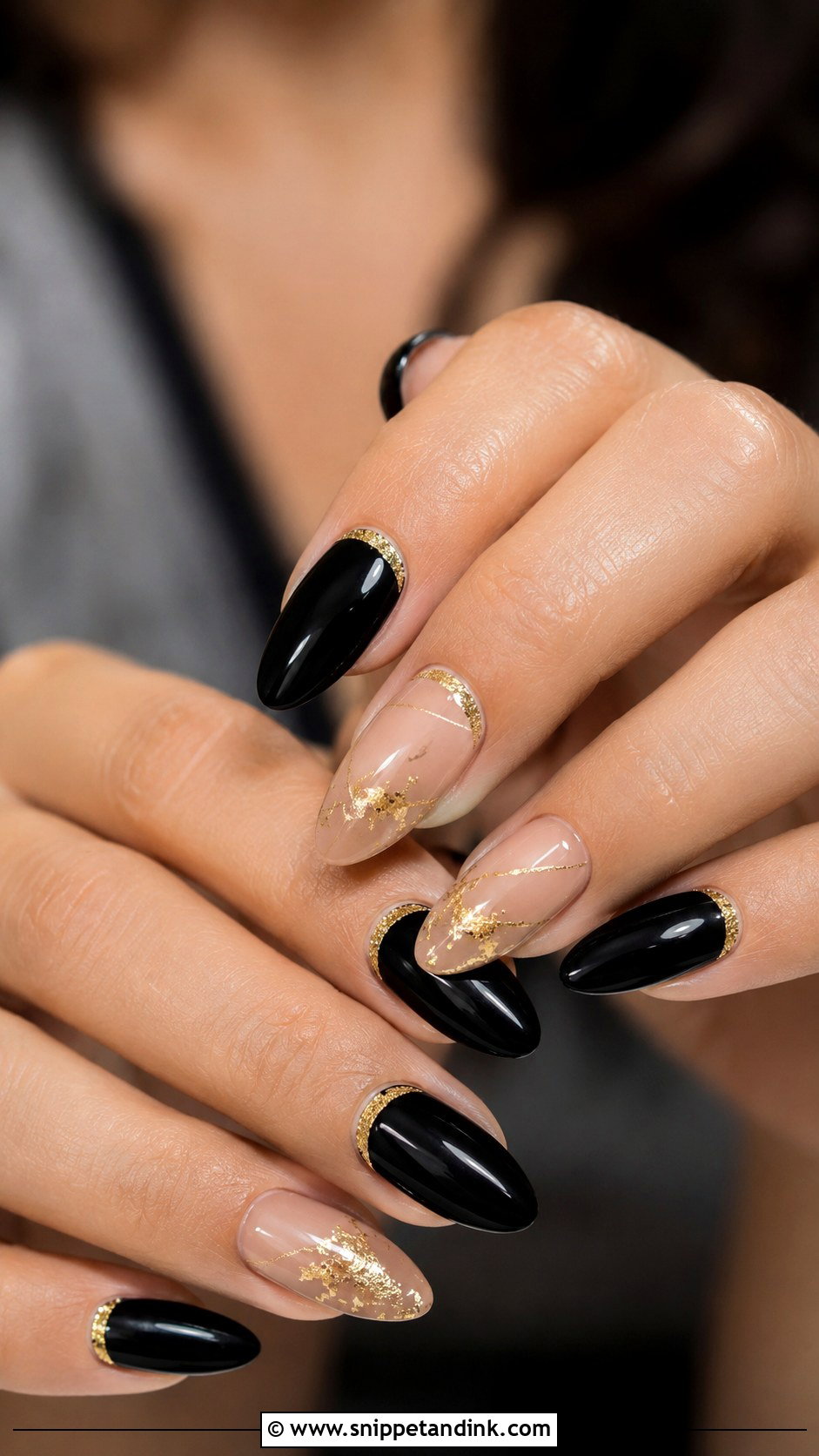 Black And Gold Wedding Nails - Snippet and Ink - 20 Classy Black Wedding Nails