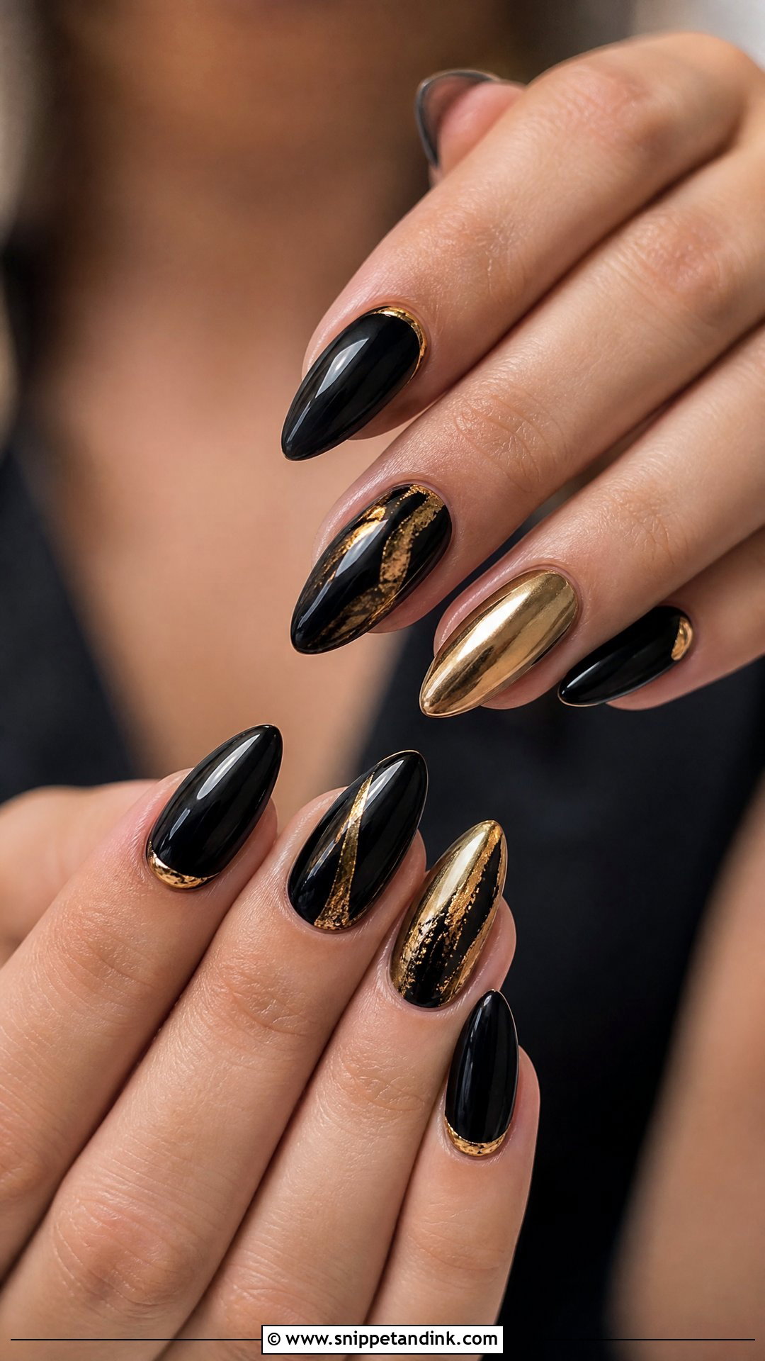 Black And Gold Wedding Nails - Snippet and Ink - 25 Dark Wedding Nails
