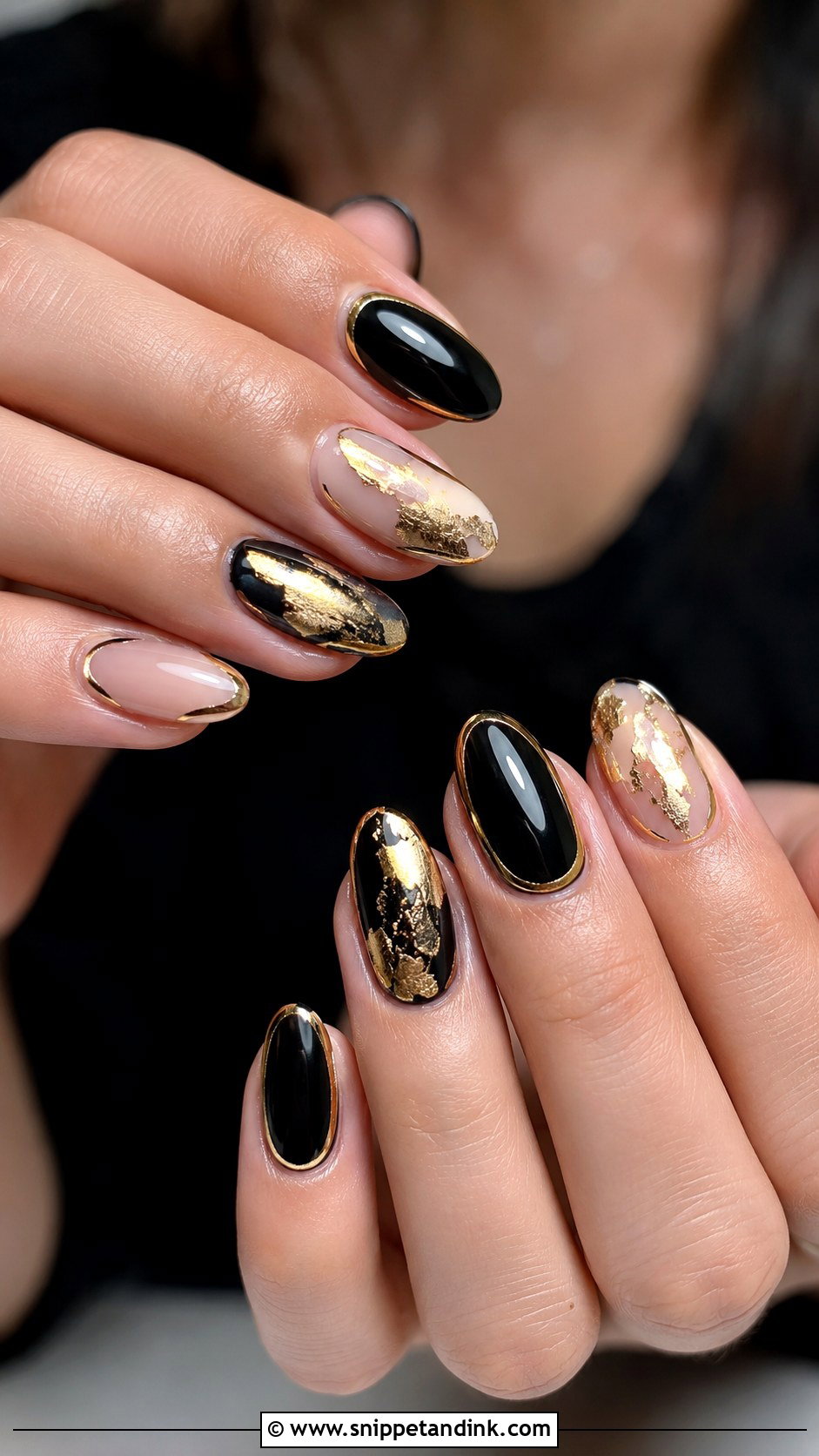 Black And Gold Wedding Nails - Snippet and Ink - 30 Black Wedding Nails