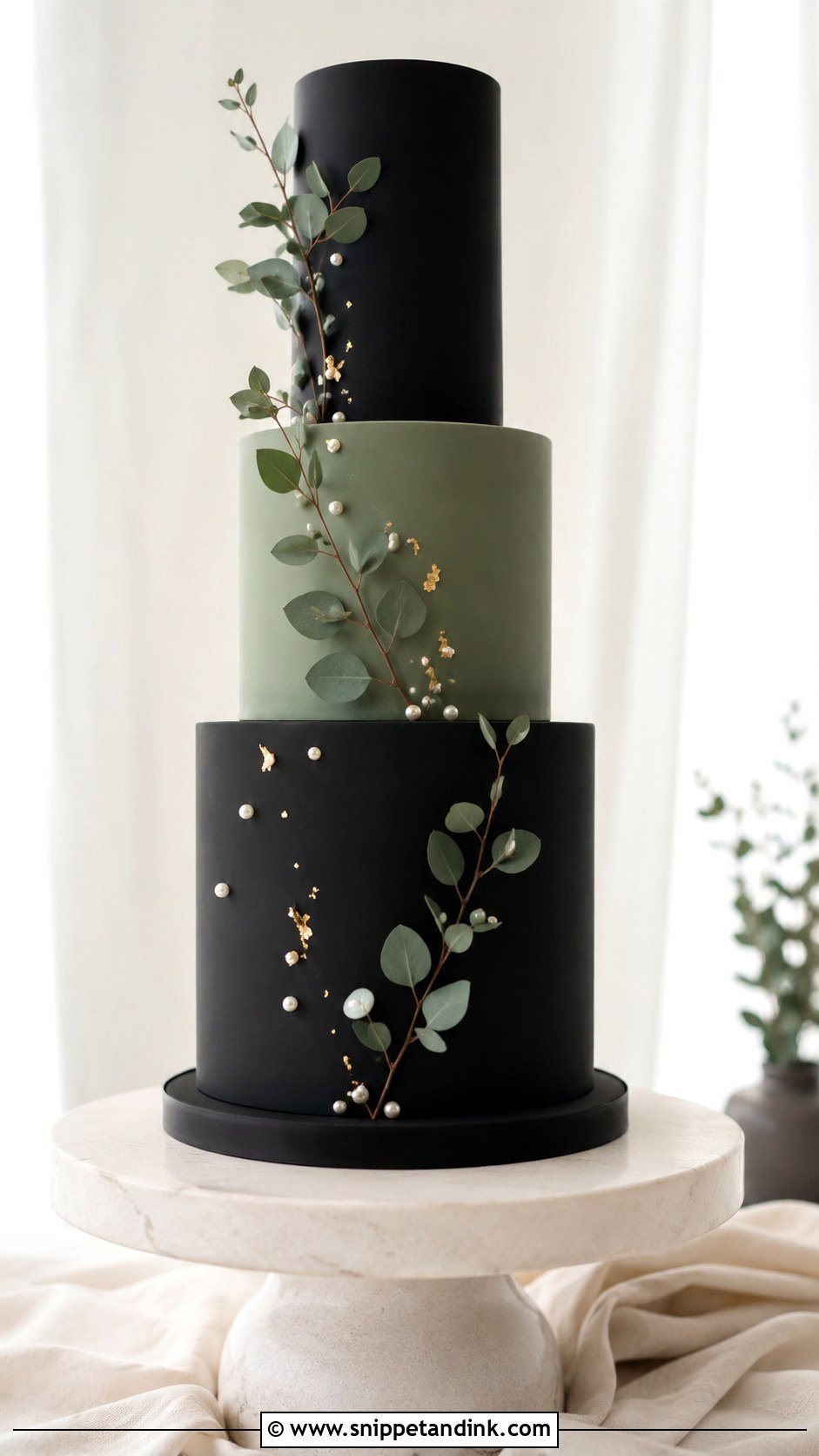 Black And Green Buttercream Wedding Cake - Snippet and Ink - 25 Black and Green Wedding Cake Ideas