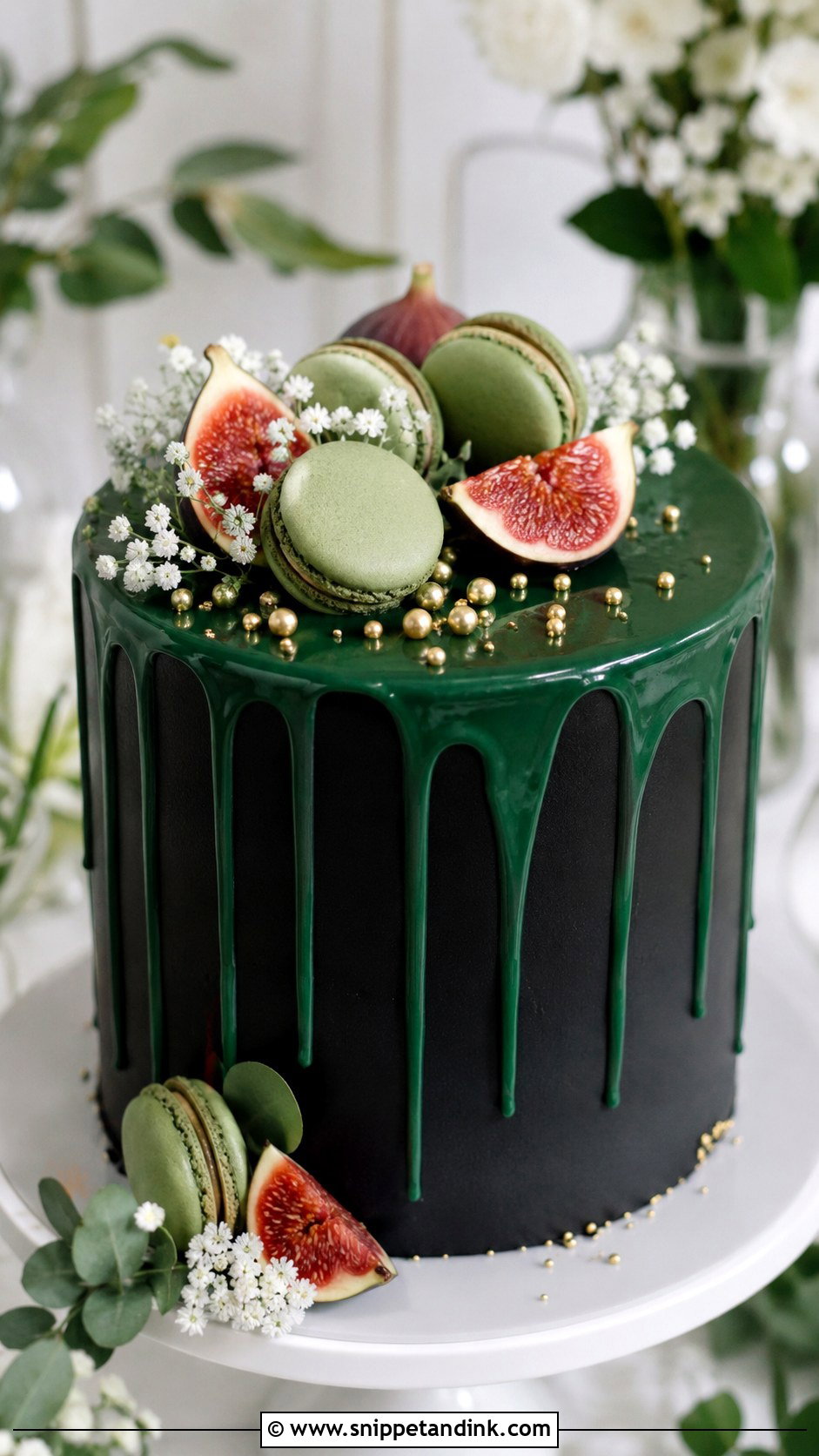 Black And Green Drip Wedding Cake - Snippet and Ink - 25 Black and Green Wedding Cake Ideas