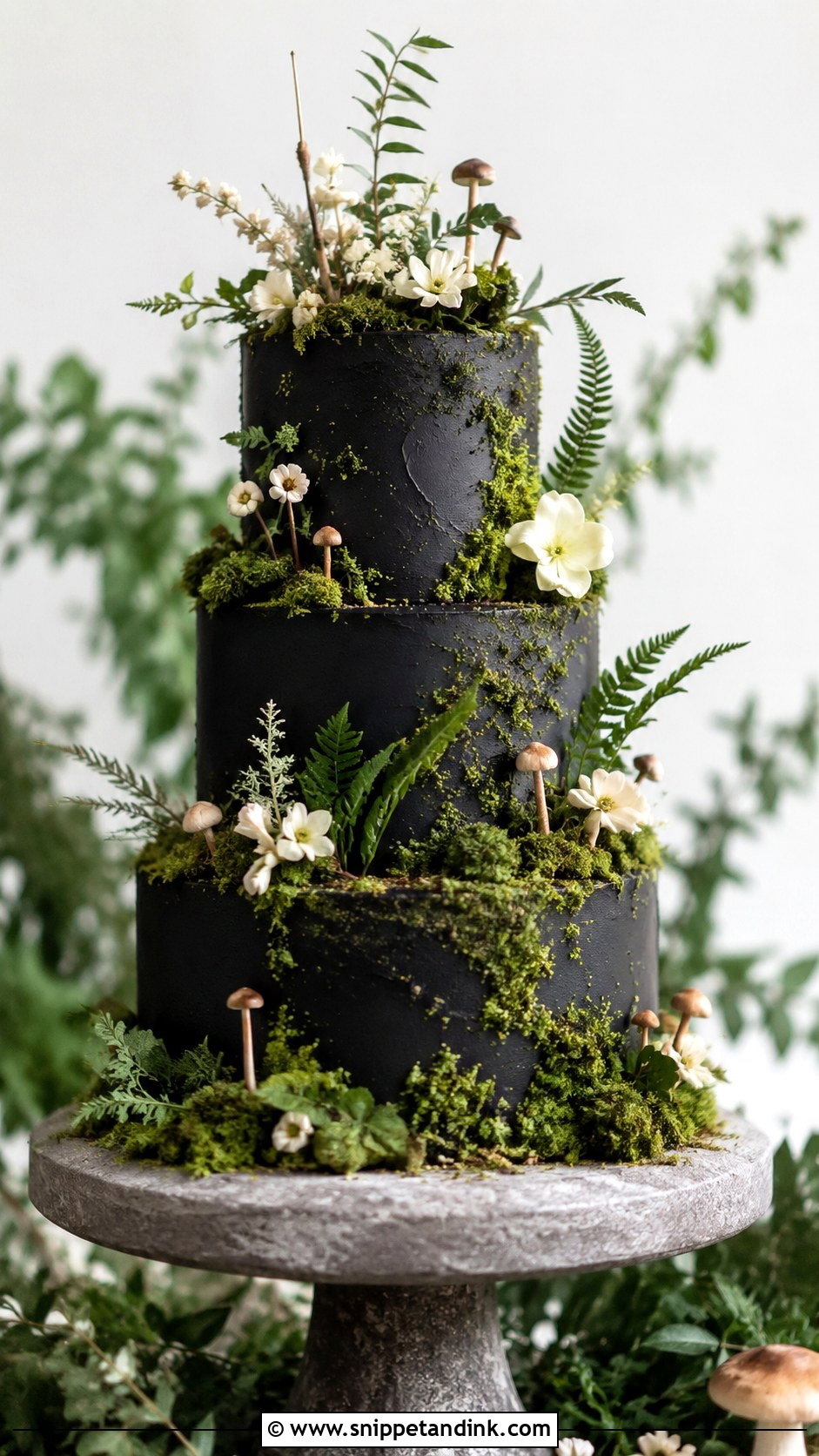 Black And Green Forest Wedding Cake - Snippet and Ink - 25 Black and Green Wedding Cake Ideas