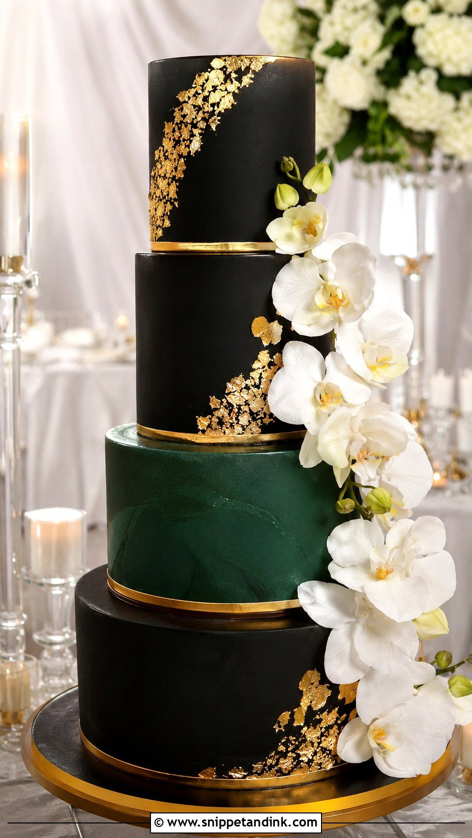 Black And Green Gold Wedding Cake - Snippet and Ink - 25 Black and Green Wedding Cake Ideas
