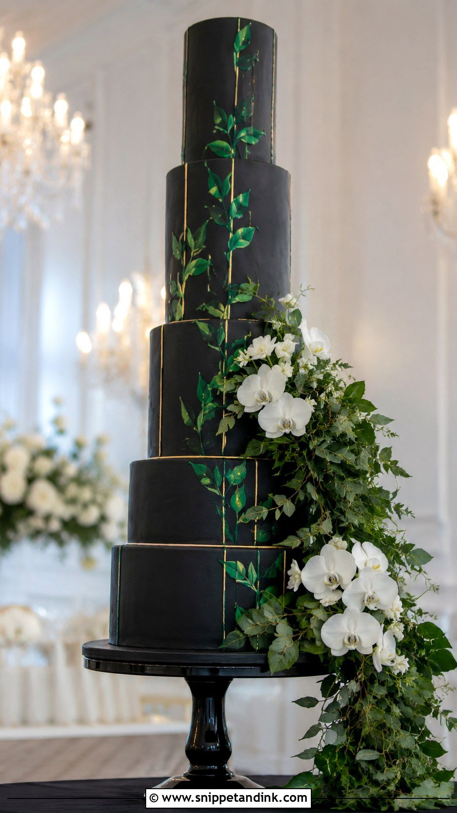 Black And Green Three Tier Wedding Cake - Snippet and Ink - 25 Black and Green Wedding Cake Ideas