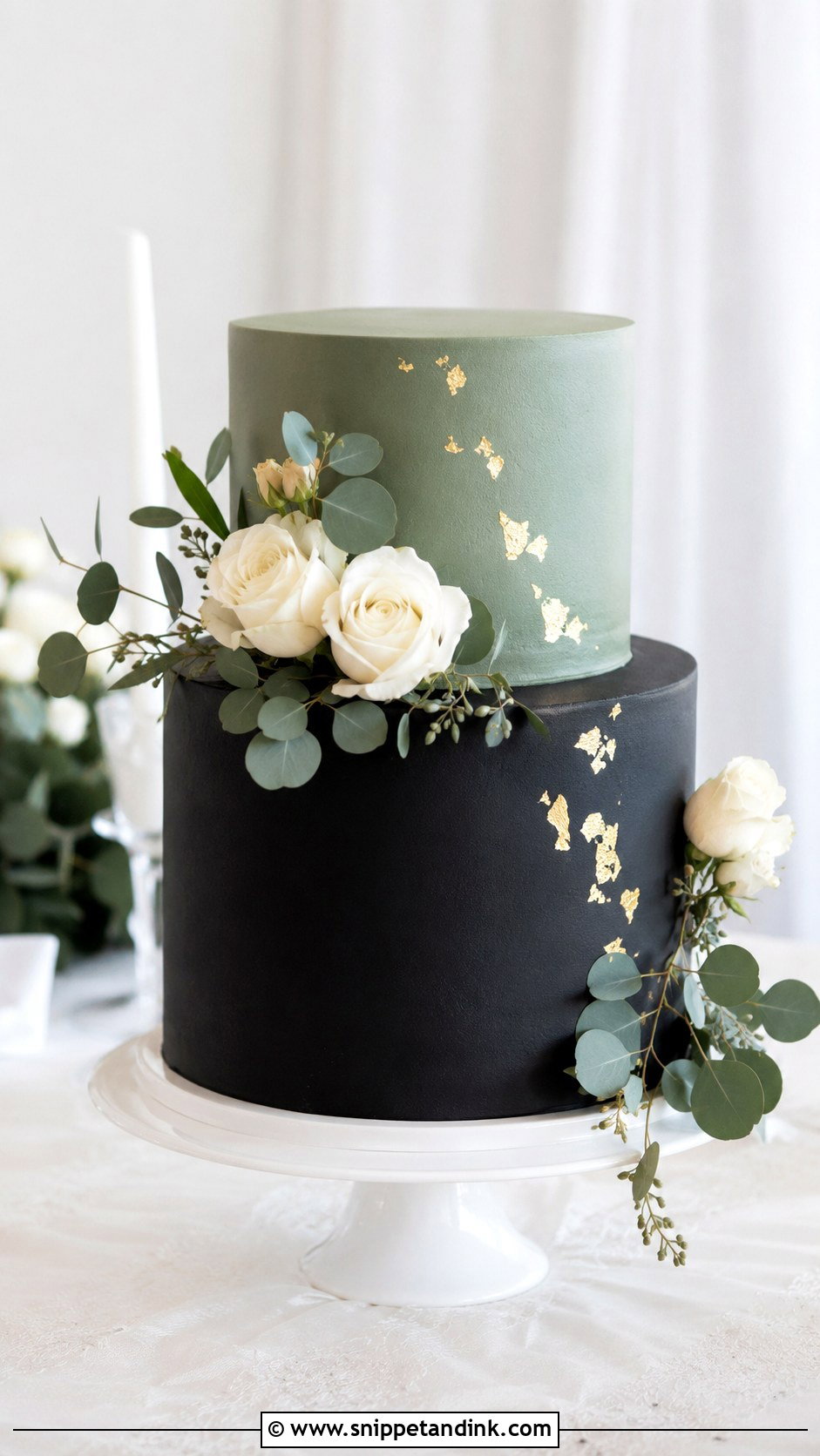Black And Green Two Tier Wedding Cake - Snippet and Ink - 25 Black and Green Wedding Cake Ideas
