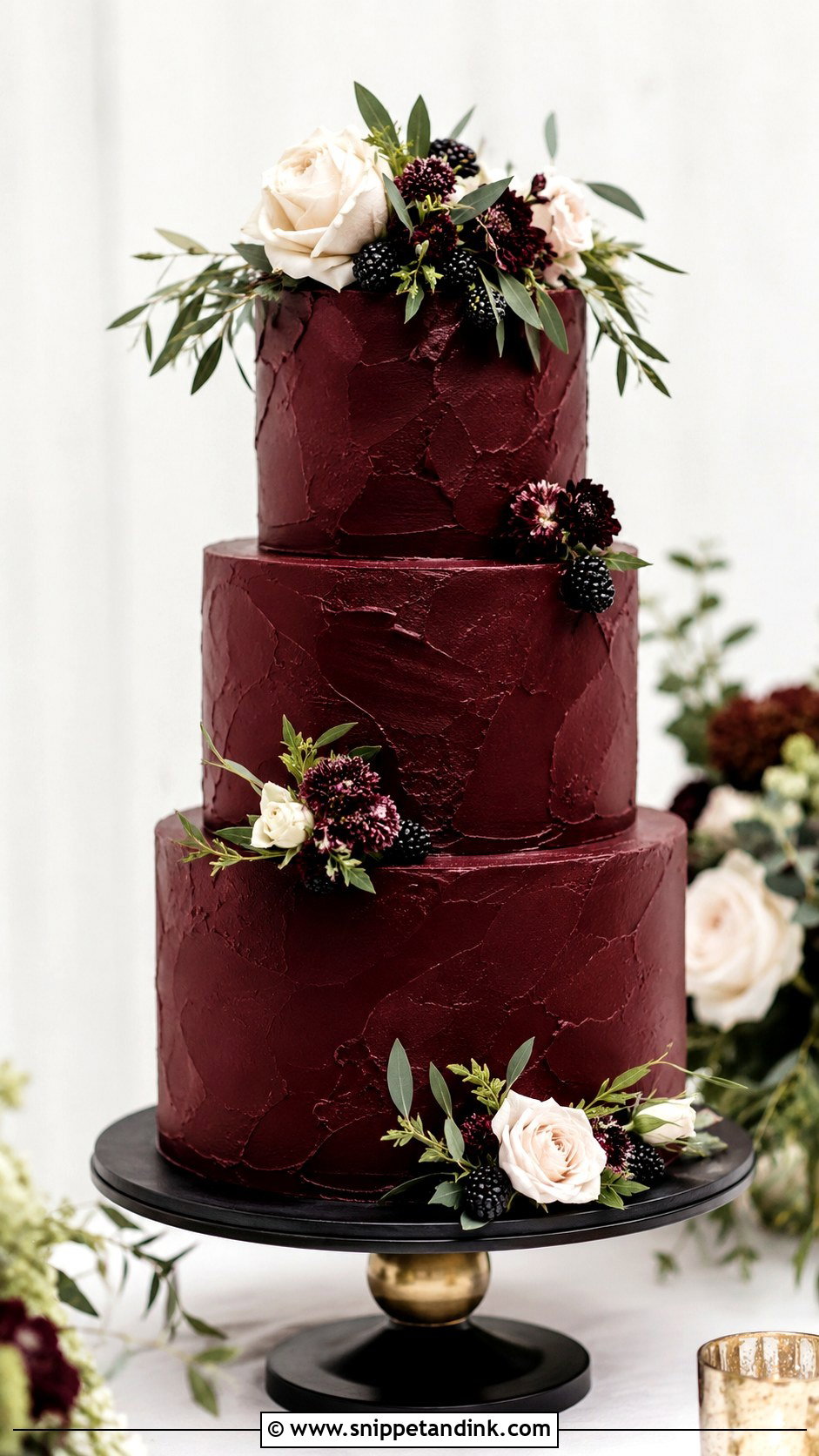 Black And Jewel Tone Wedding Cake - Snippet and Ink - 20 Moody Jewel Tone Wedding Cake Ideas
