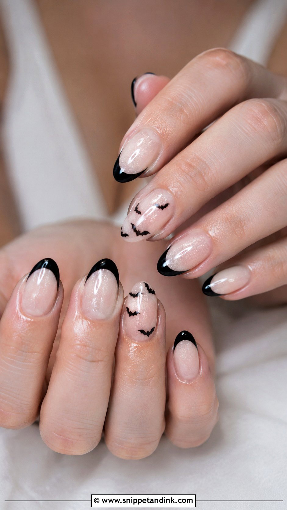 Black And Nude Halloween Wedding Nails - Snippet and Ink - 20 Halloween Wedding Nails