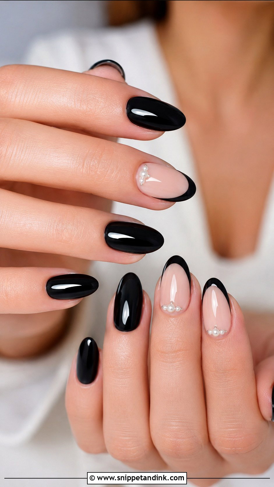 Black And Pearl Bridal Nails - Snippet and Ink - 20 Dark Bridal Nails