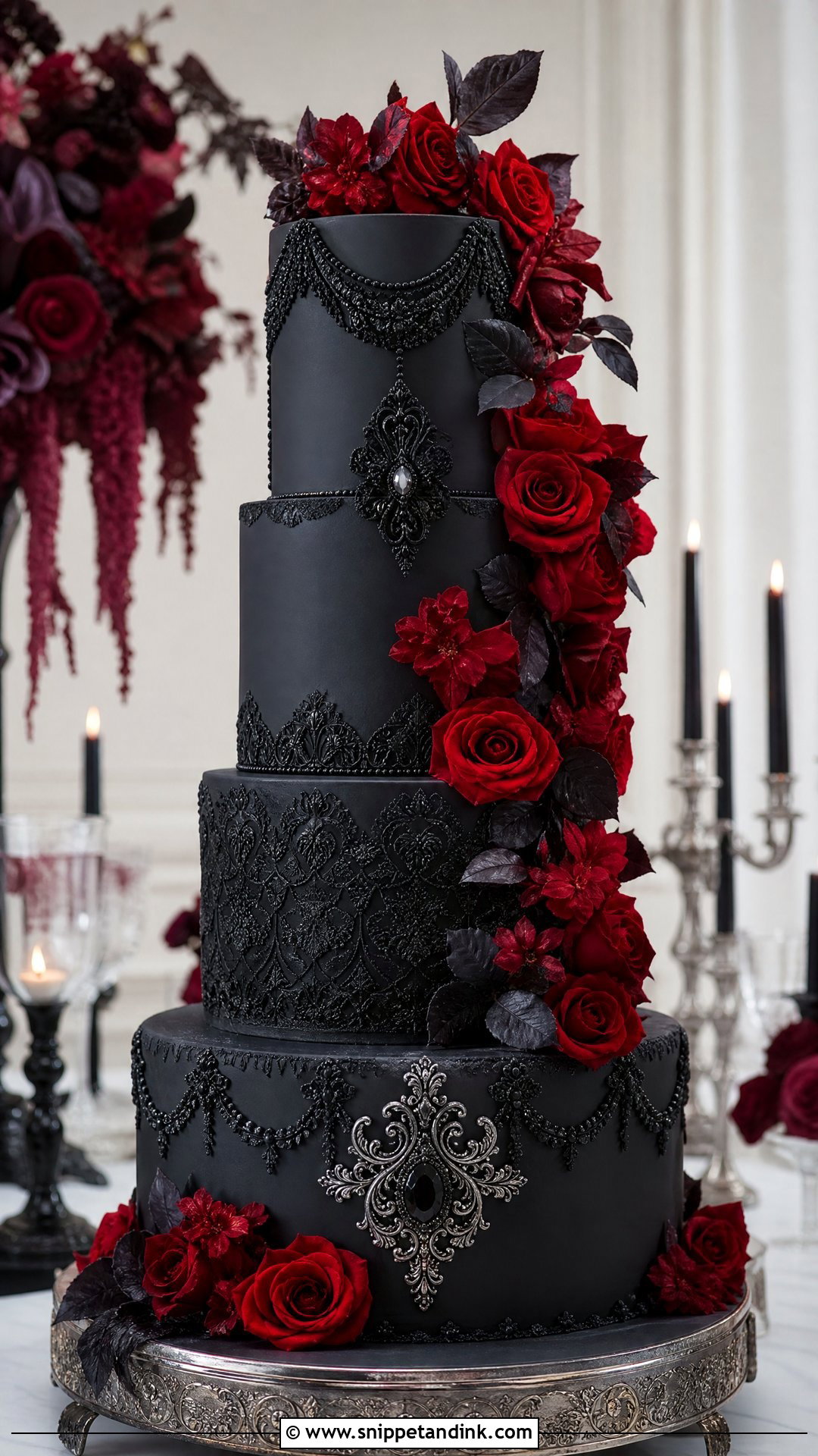 Black And Red Gothic Wedding Cake - Snippet and Ink - 30 Black and Red Cake Ideas for Wedding