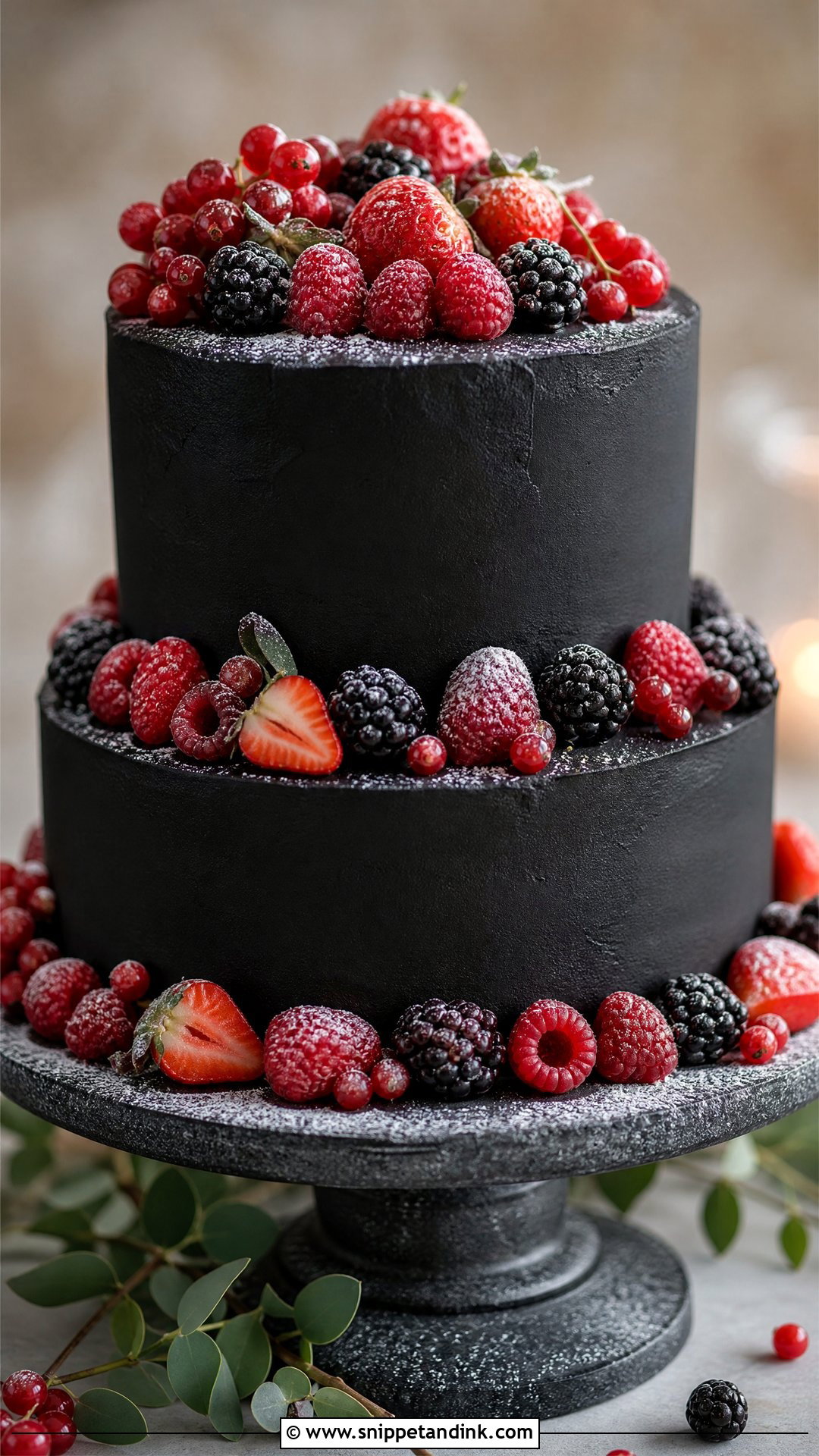 Black And Red Wedding Cake With Berries - Snippet and Ink - 30 Black and Red Cake Ideas for Wedding