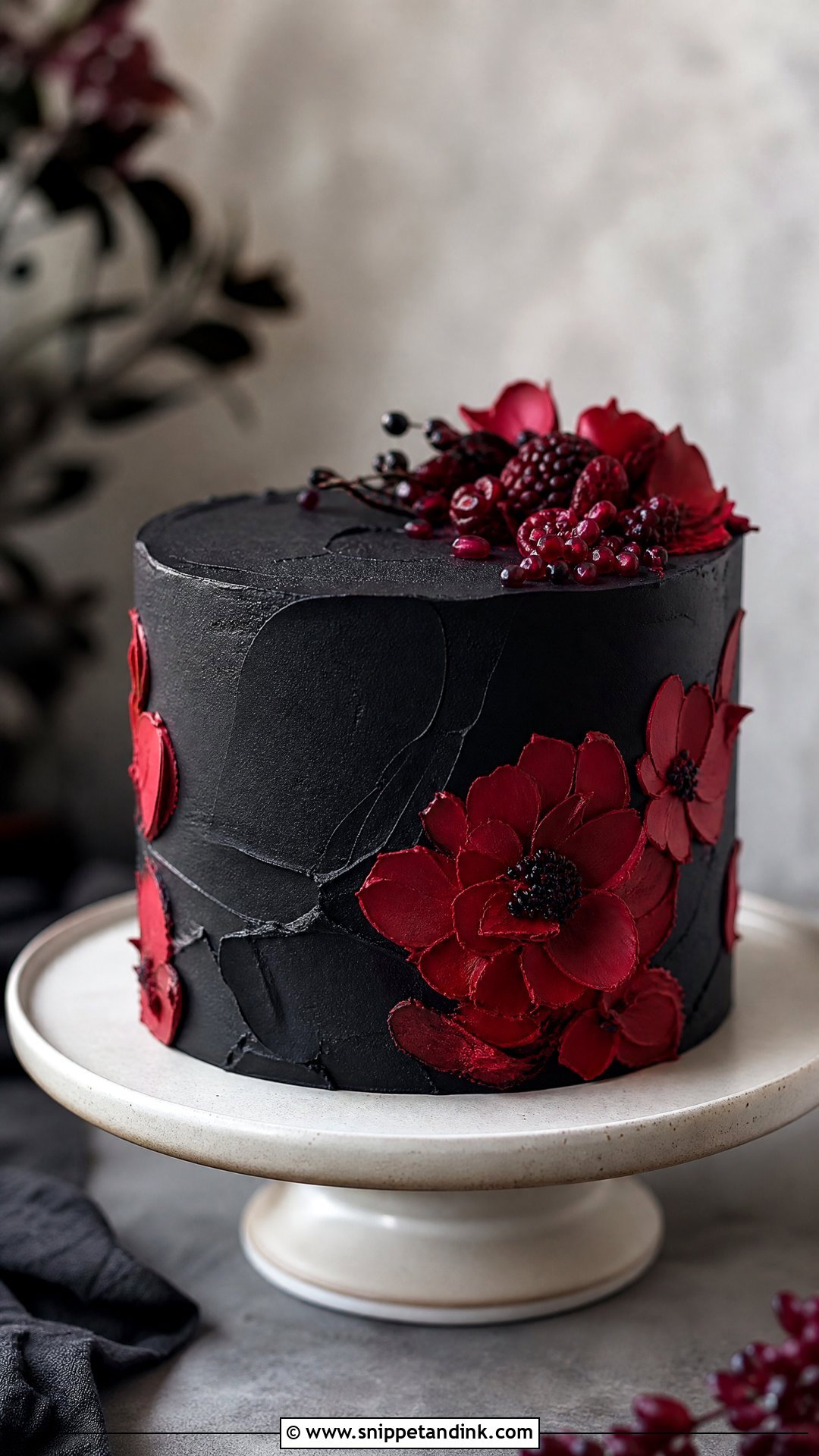 Black And Red Wedding Cake With Buttercream - Snippet and Ink - 30 Black and Red Cake Ideas for Wedding