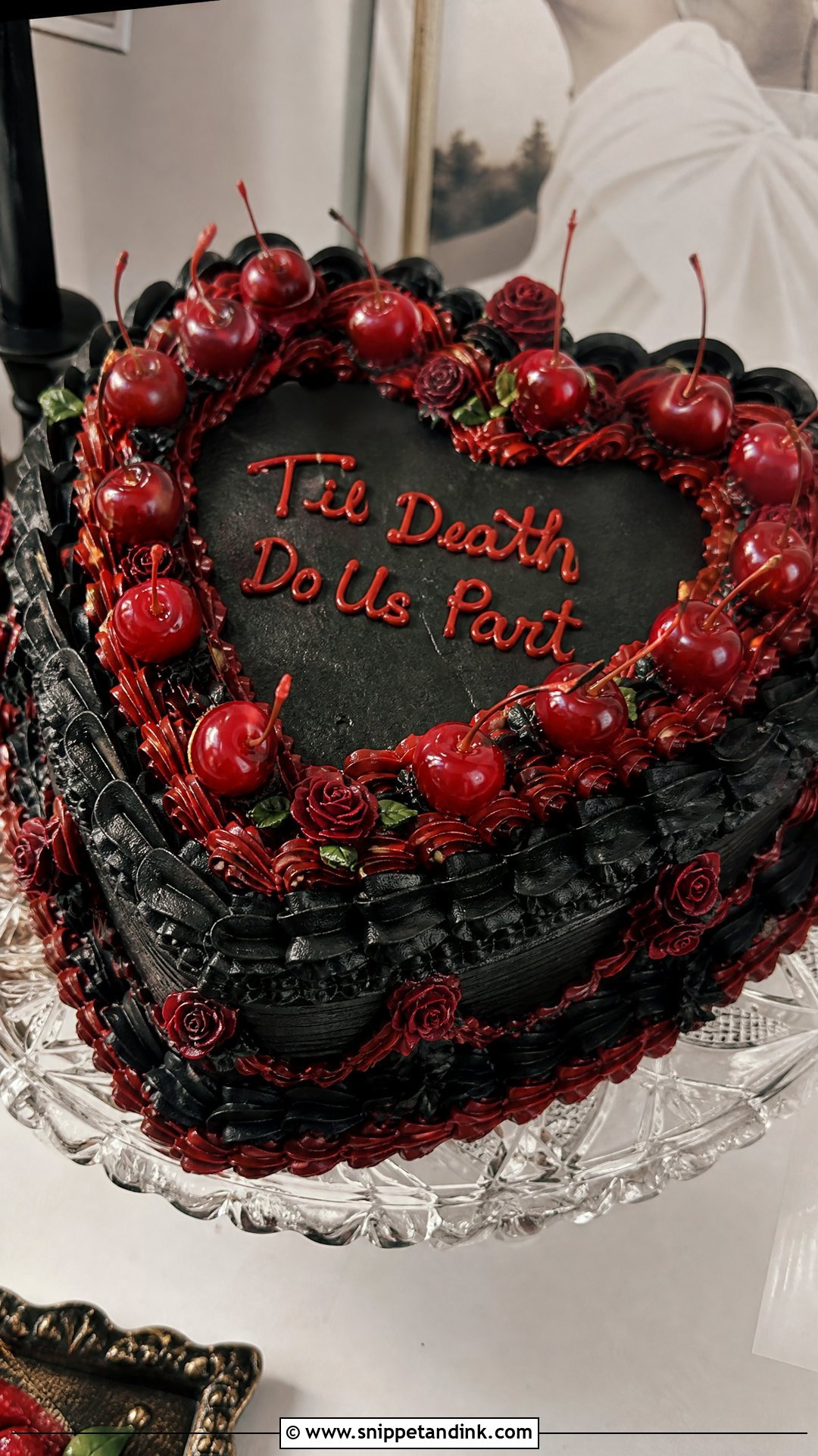 Black And Red Wedding Cake With Cherries - Snippet and Ink - 30 Black and Red Cake Ideas for Wedding