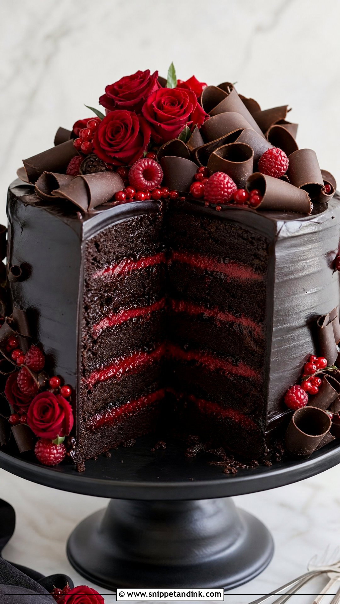 Black And Red Wedding Cake With Chocolate - Snippet and Ink - 30 Black and Red Cake Ideas for Wedding