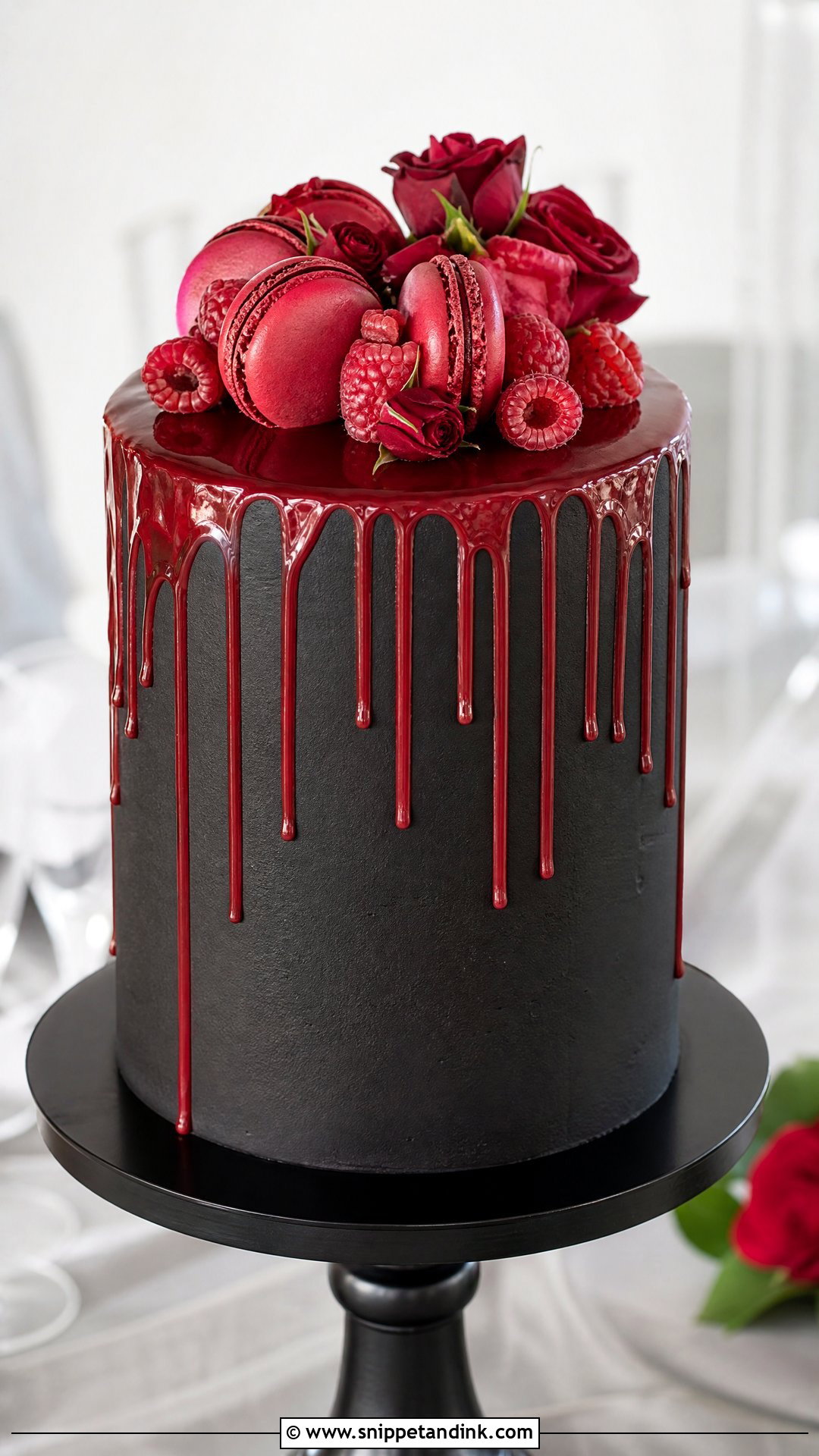 Black And Red Wedding Cake With Drip - Snippet and Ink - 30 Black and Red Cake Ideas for Wedding