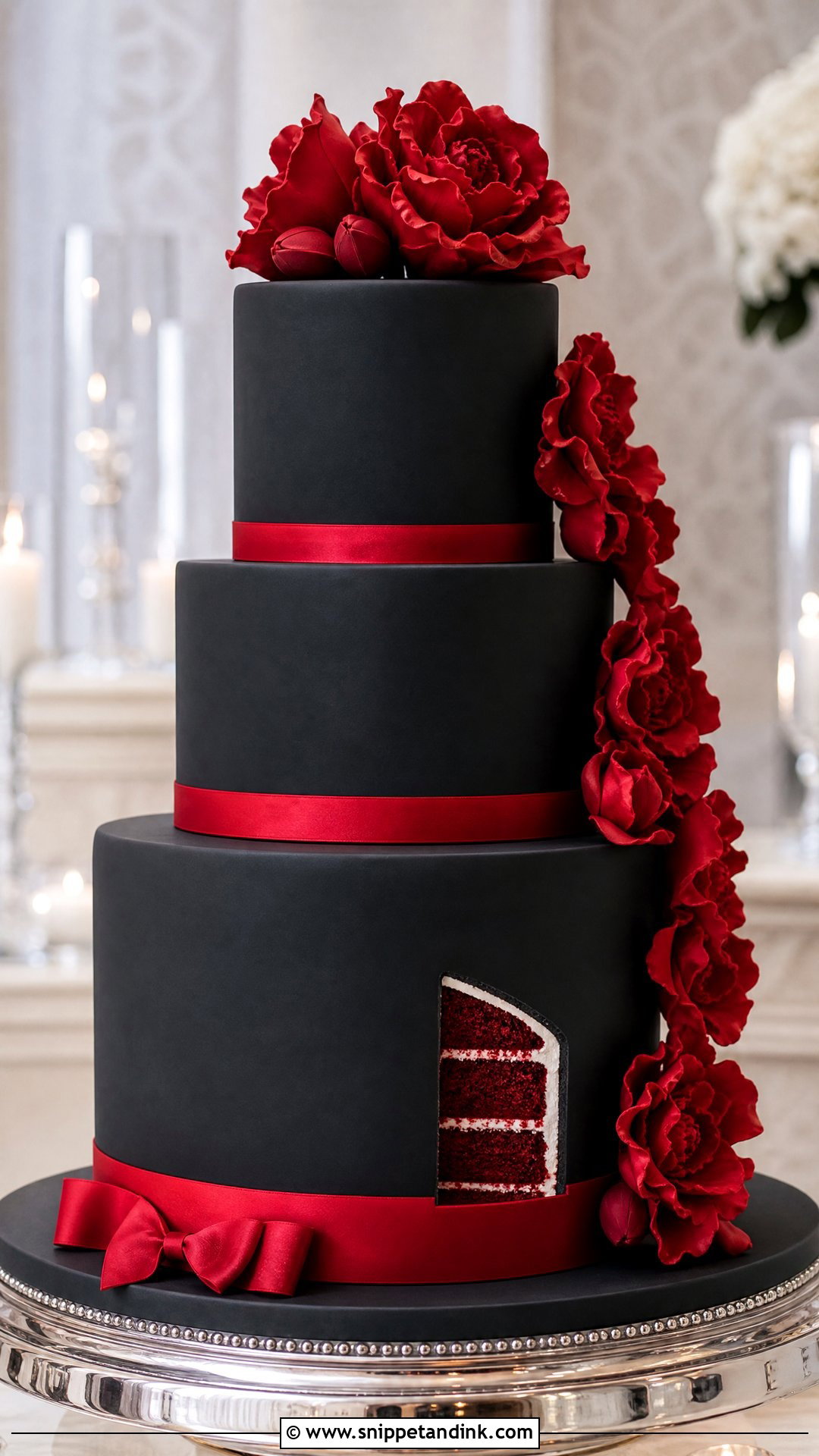 Black And Red Wedding Cake With Fondant - Snippet and Ink - 30 Black and Red Cake Ideas for Wedding