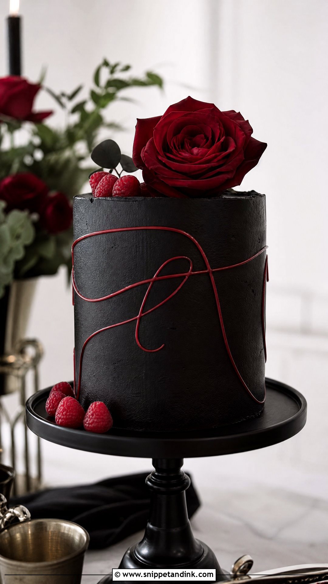 Black And Red Wedding Cake With One Tier - Snippet and Ink - 30 Black and Red Cake Ideas for Wedding