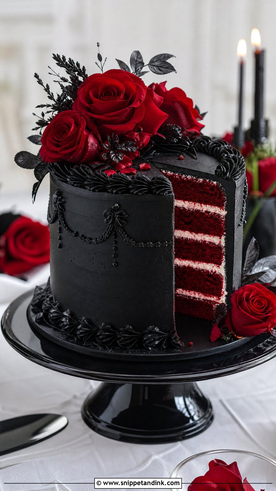 Black And Red Wedding Cake With Red Velvet - Snippet and Ink - 30 Black and Red Cake Ideas for Wedding