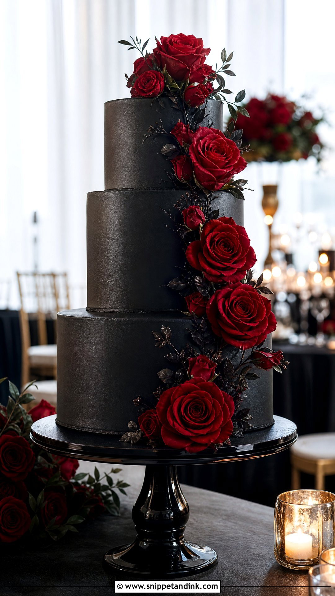 Black And Red Wedding Cake With Roses - Snippet and Ink - 30 Black and Red Cake Ideas for Wedding