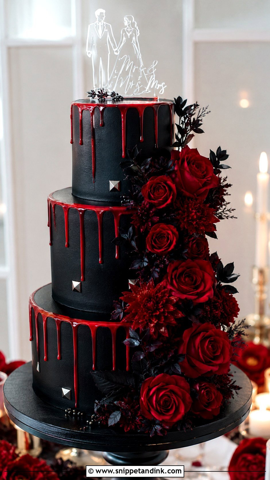 Black And Red Wedding Cake - Snippet and Ink - 20 Rock and Roll Wedding Cake Ideas