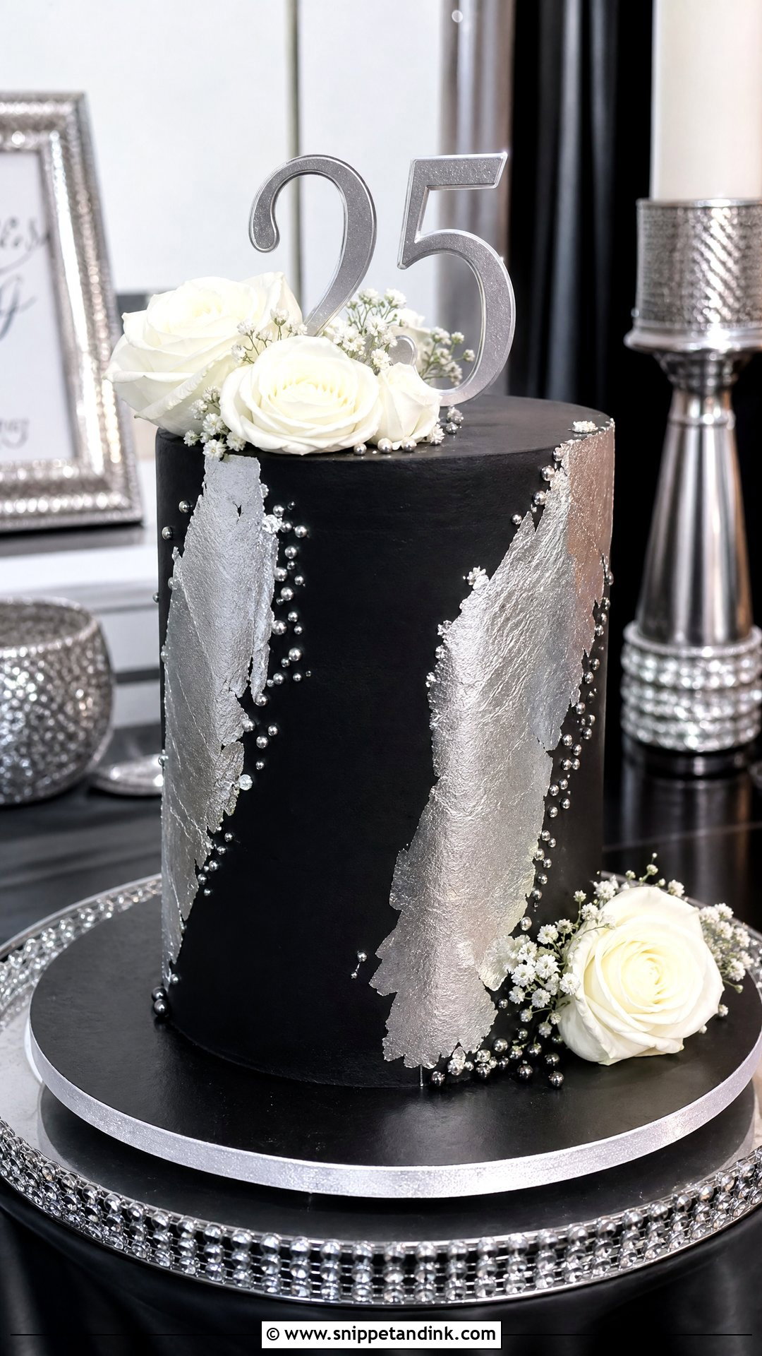Black And Silver Anniversary Cake - Snippet and Ink - 25 25th Wedding Anniversary Cakes