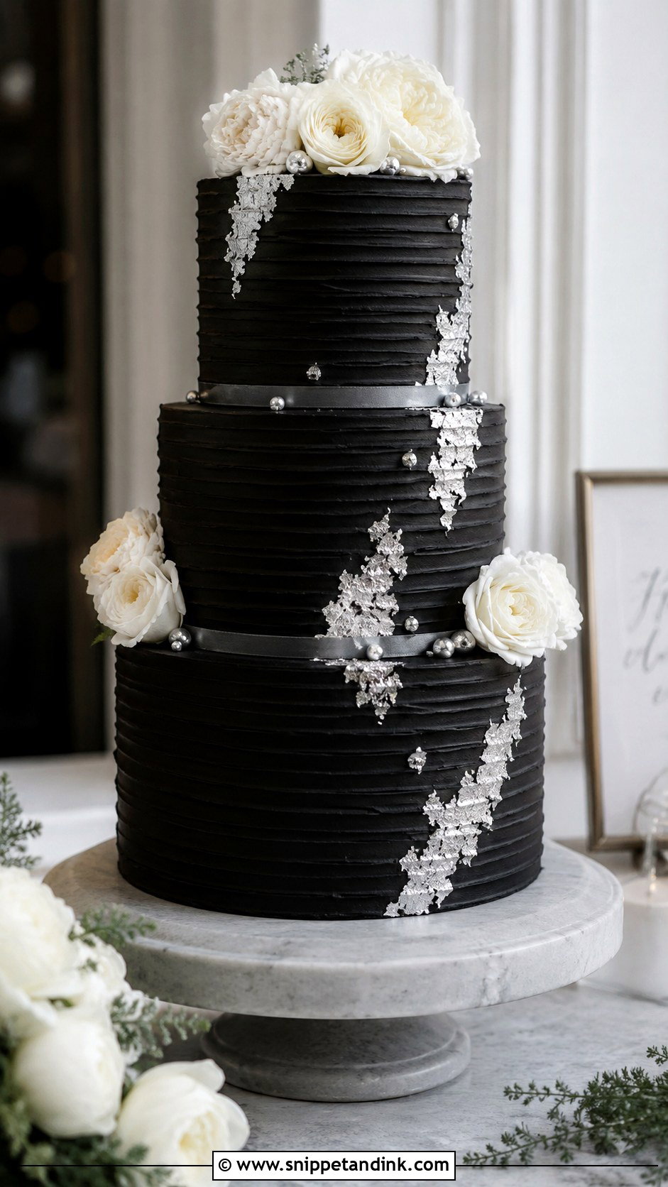 Black And Silver Buttercream Wedding Cake - Snippet and Ink - 20 Black and Silver Cake Ideas for Wedding