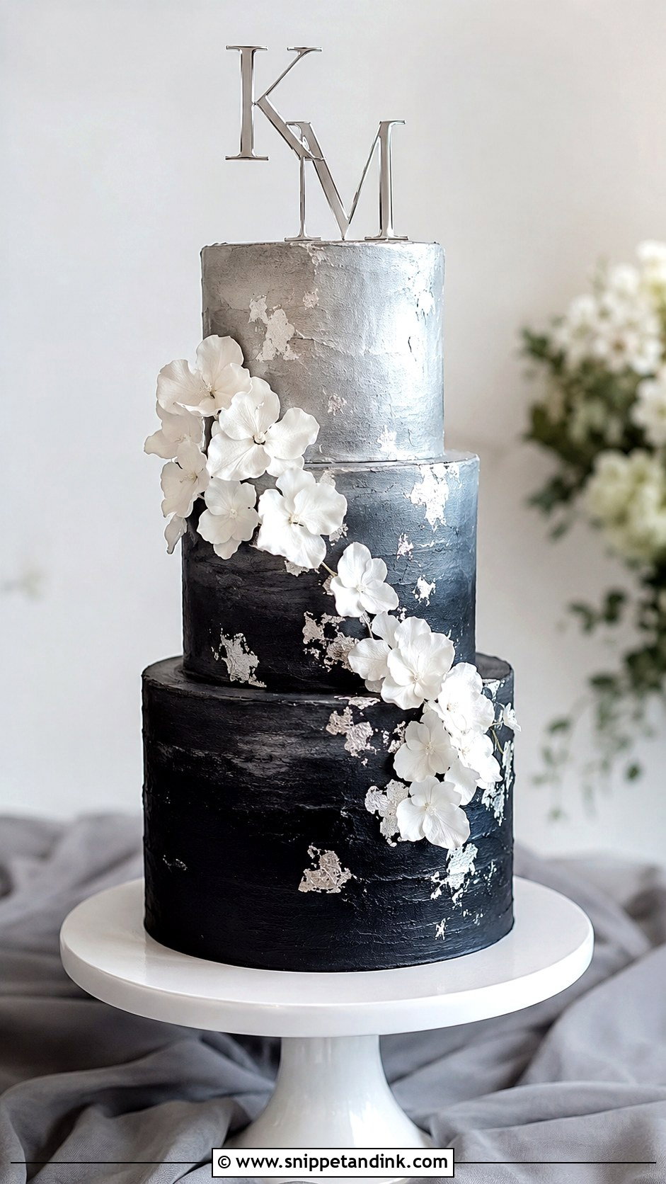Black And Silver Ombre Wedding Cake - Snippet and Ink - 20 Black and Silver Cake Ideas for Wedding