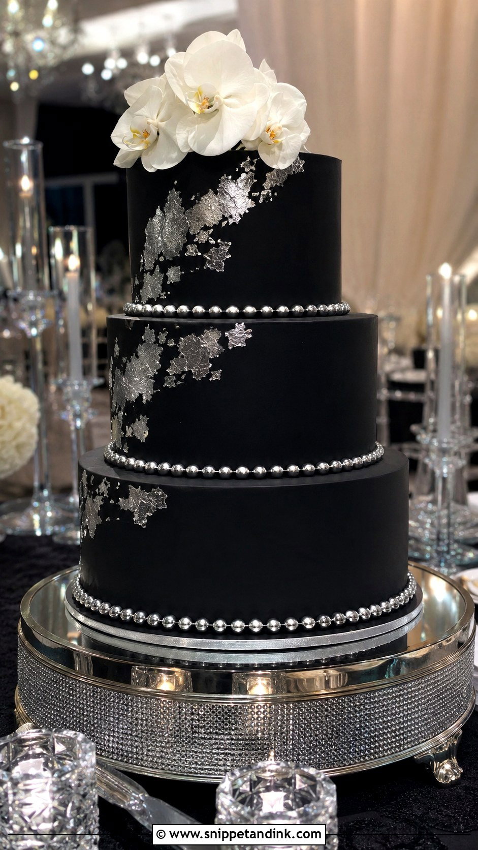 Black And Silver Wedding Cake - Snippet and Ink - 20 Black Colour Cake Design Ideas for Wedding