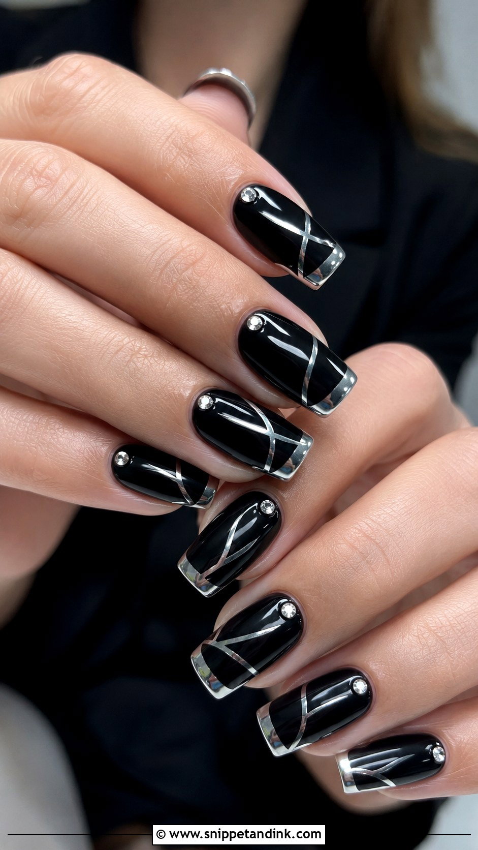 Black And Silver Wedding Nails - Snippet and Ink - 30 Black Wedding Nails