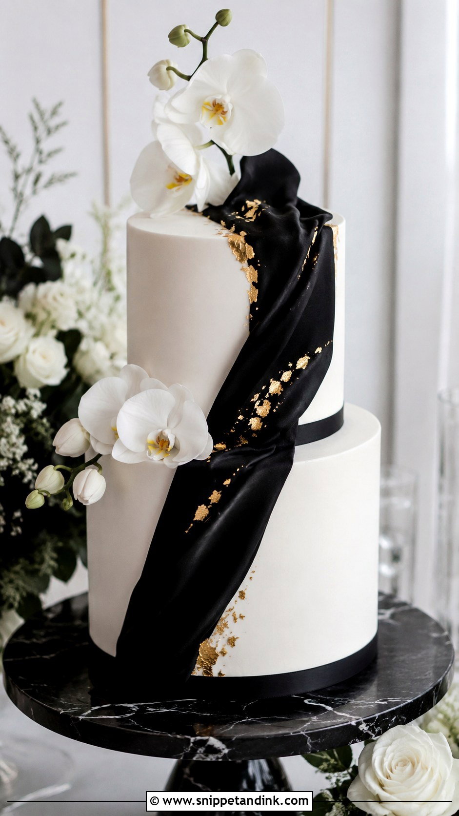 Black And White 2 Layer Wedding Cake - Snippet and Ink - 20 2 Layer Wedding Cake Ideas