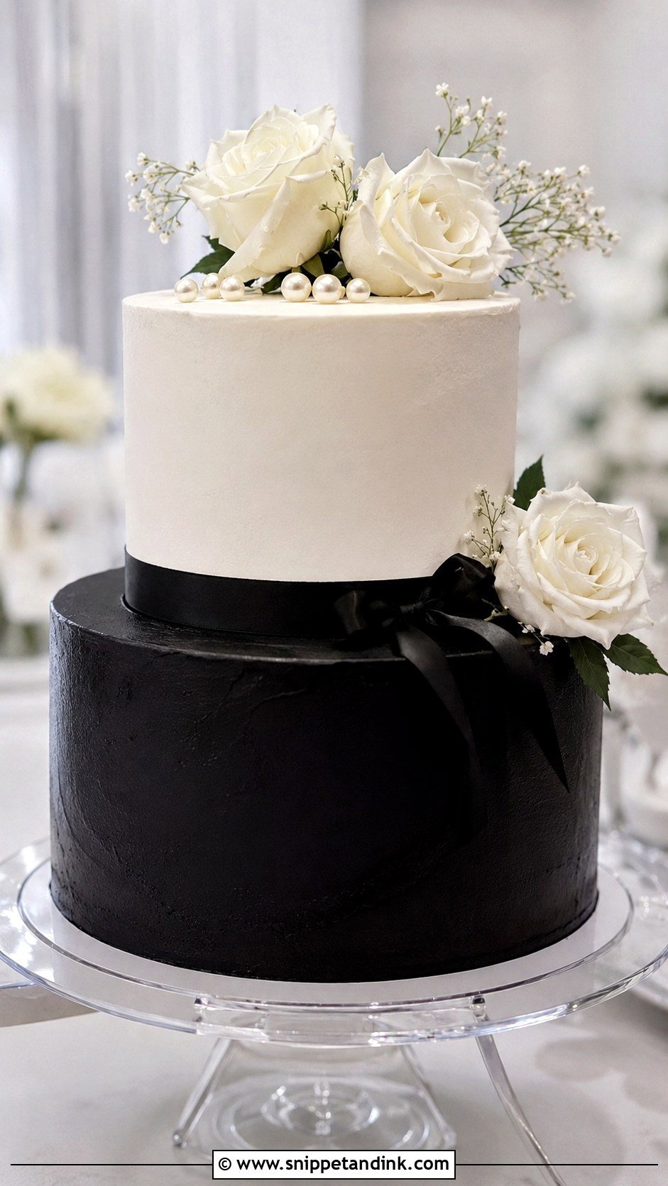 Black And White 2 Tier Wedding Cake - Snippet and Ink - 20 2 Tier Wedding Cakes