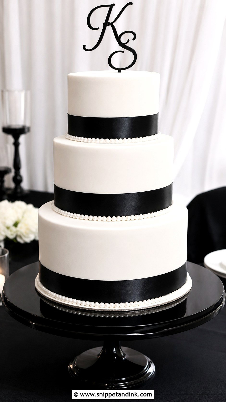 Black And White 3 Tier Wedding Cake No Flowers - Snippet and Ink - 20 3 Tier Wedding Cake No Flowers