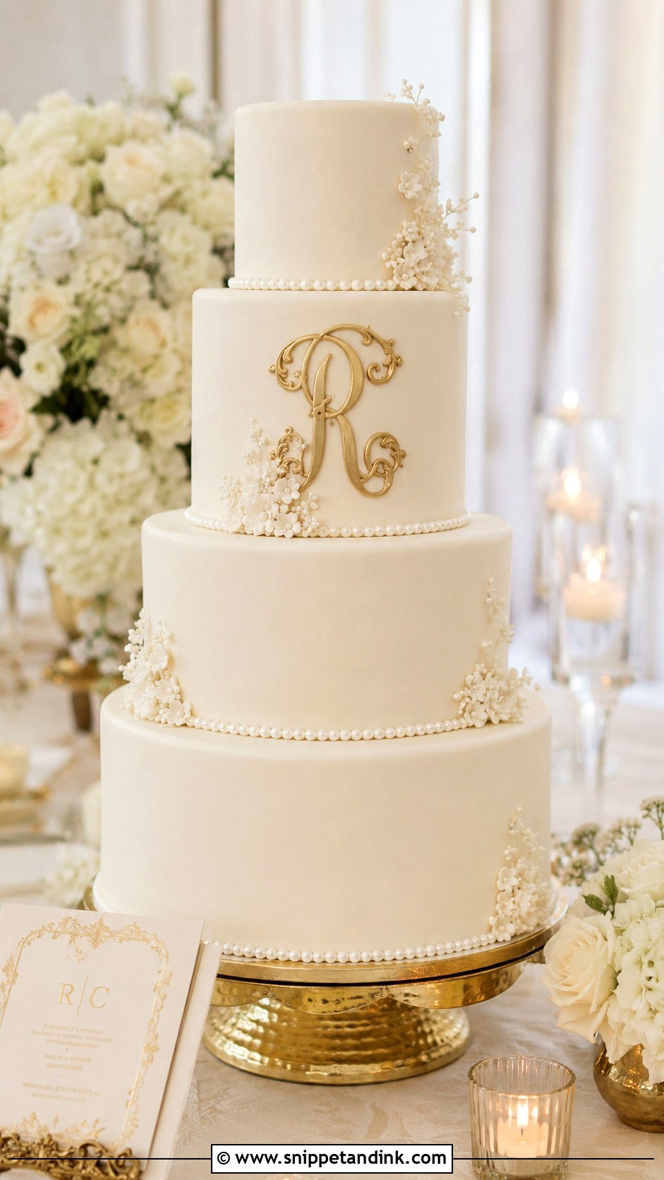Black And White 4 Tier Wedding Cake - Snippet and Ink - 20 Elegant 4 Tier Wedding Cakes