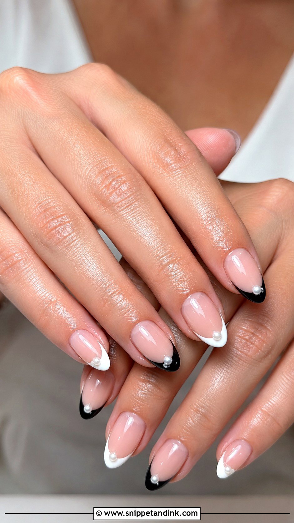 Black And White Almond Wedding Nails - Snippet and Ink - 20 Black and White Wedding Nails