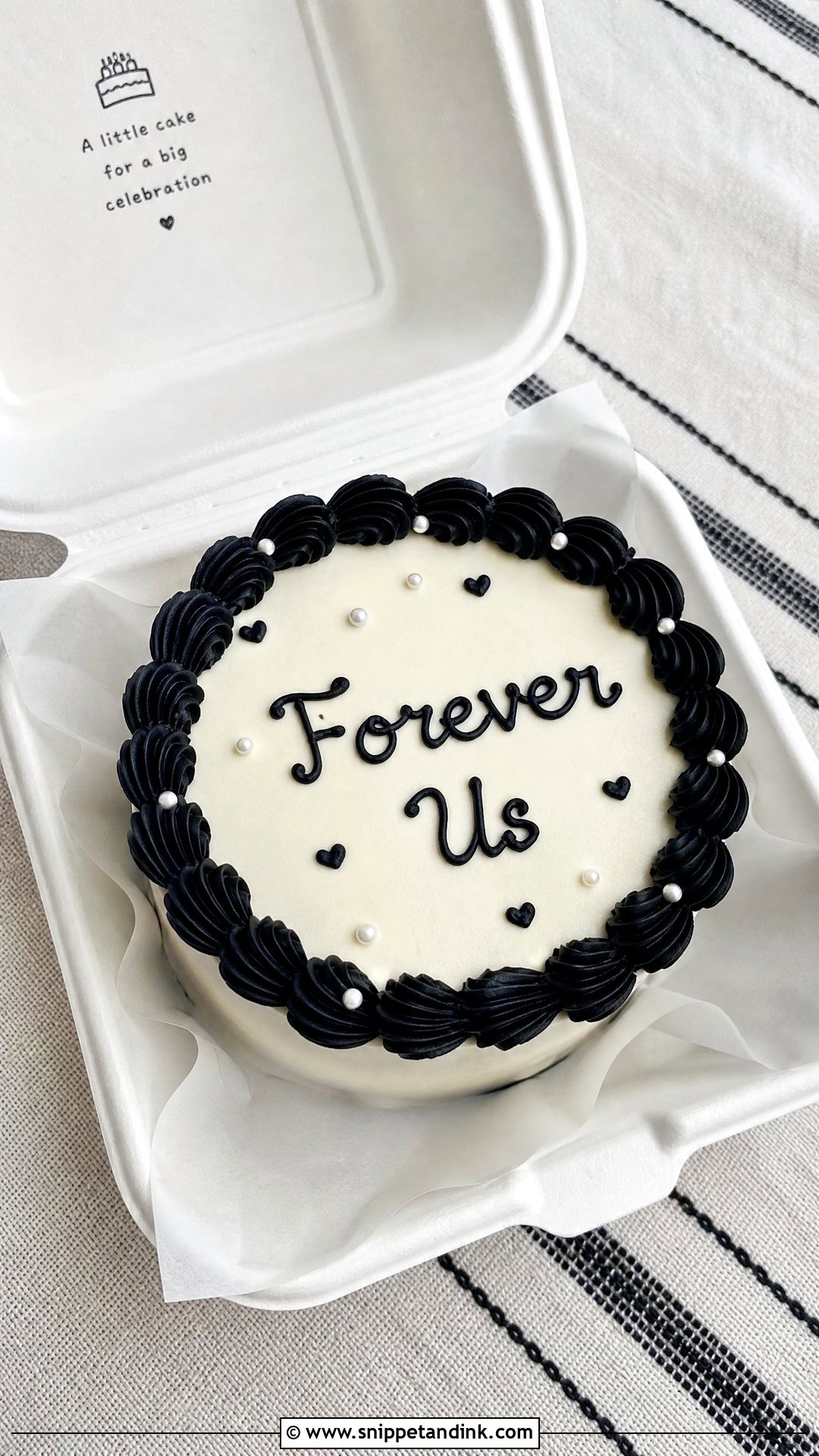 Black And White Anniversary Bento Cake - Snippet and Ink - 20 Wedding Anniversary Bento Cake Ideas