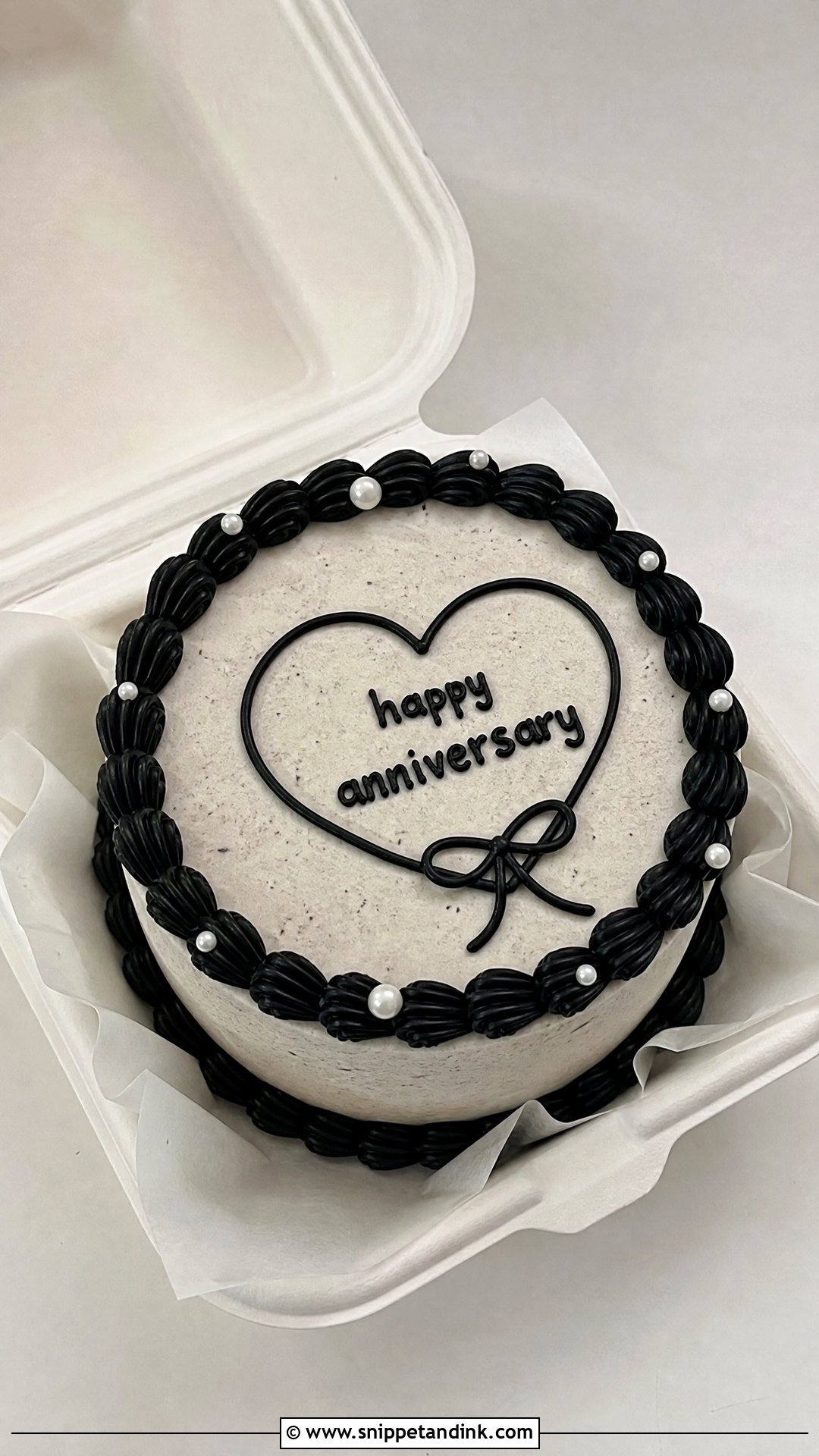 Black And White Anniversary Bento Cake - Snippet and Ink - 30 Anniversary Bento Cake Ideas
