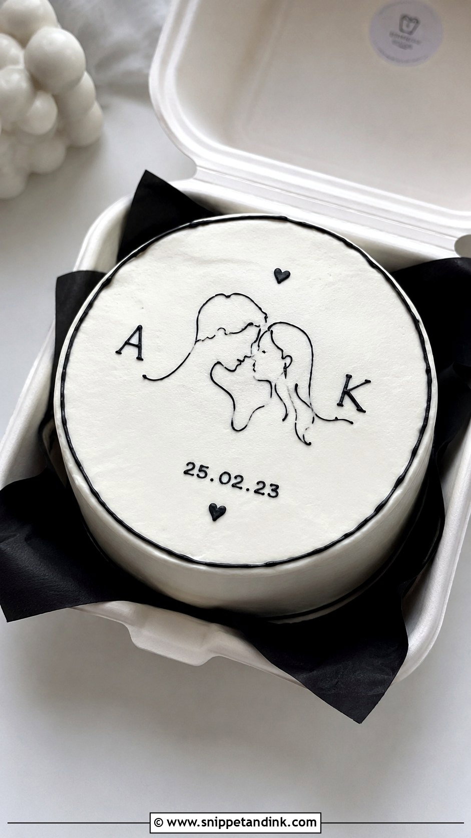Black And White Anniversary Bento Cake - Snippet and Ink - 20 Anniversary Bento Cake Ideas