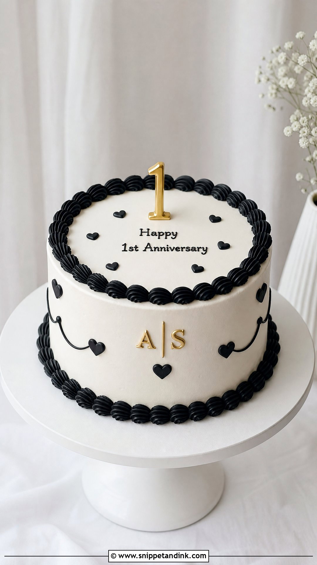 Black And White Anniversary Cake - Snippet and Ink - 25 Couple 1st Anniversary Cake Ideas