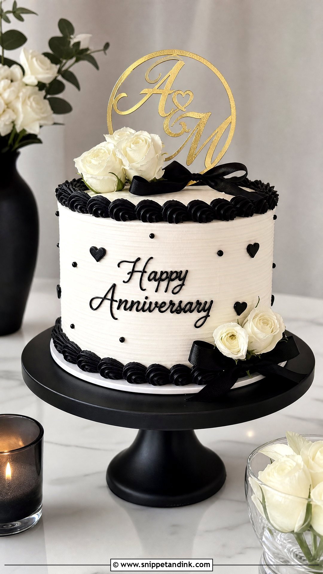 Black And White Anniversary Cake - Snippet and Ink - 25 Happy Wedding Anniversary Cake Ideas