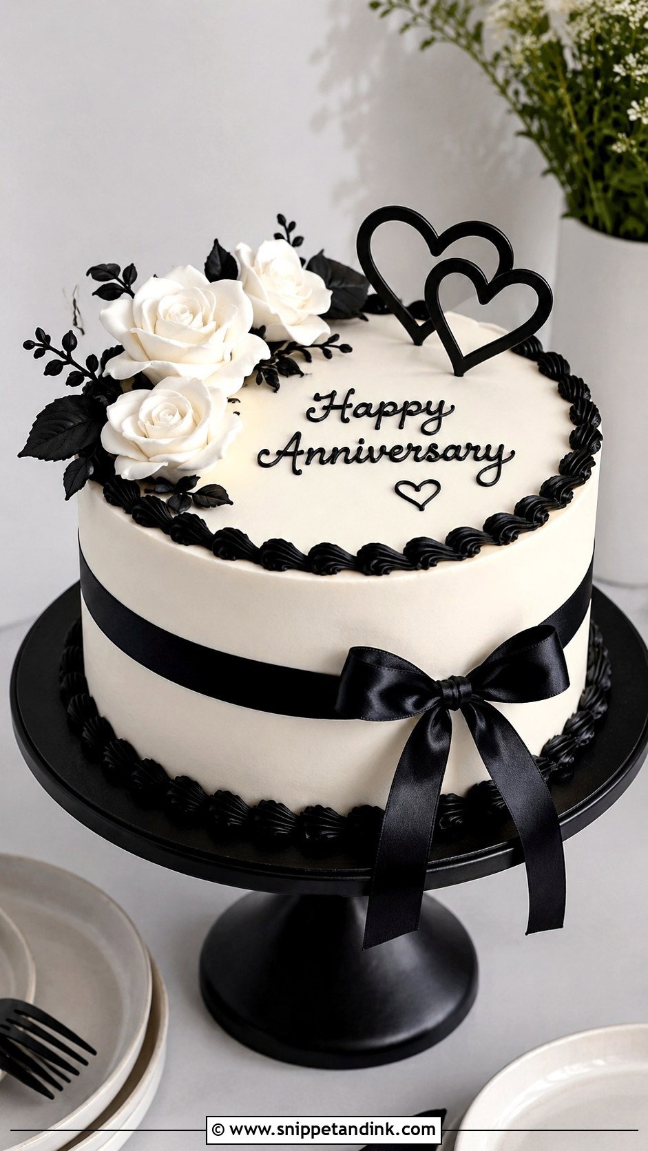 Black And White Anniversary Cake - Snippet and Ink - 20 Anniversary Cake Snapchat Story Ideas