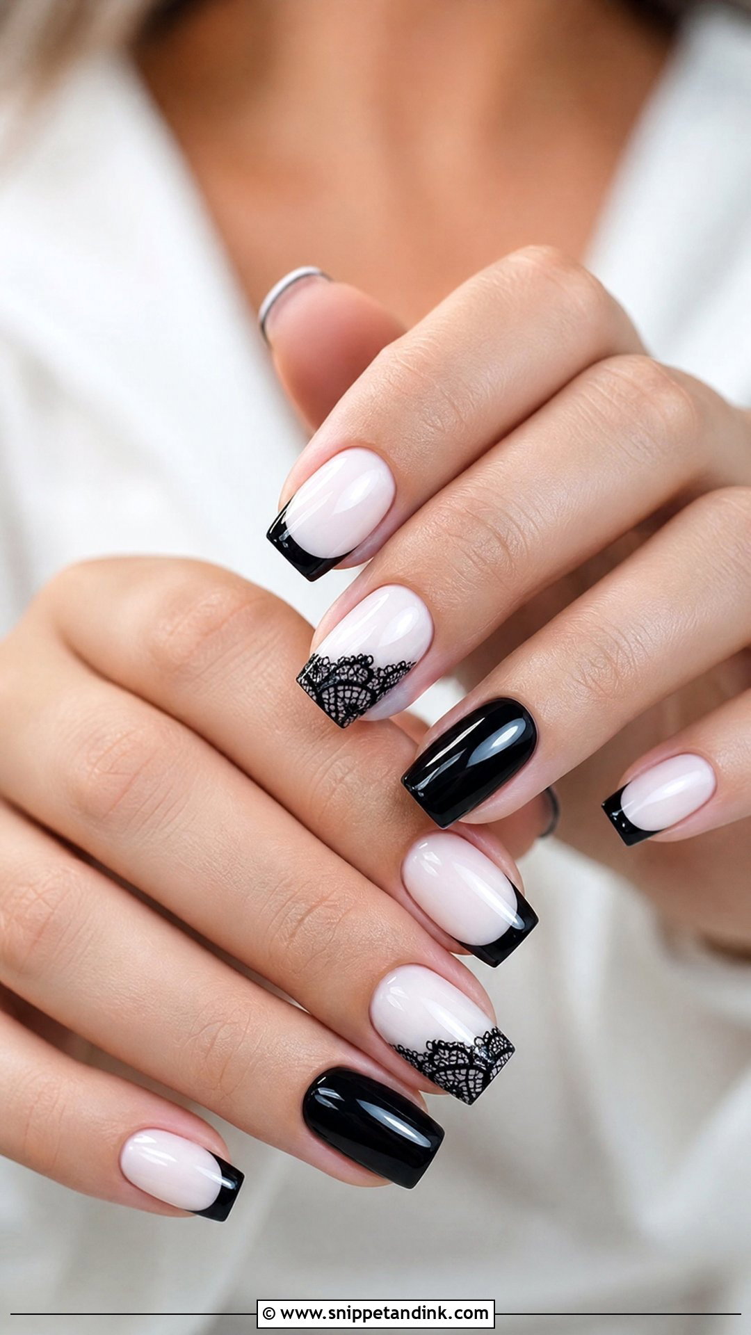 Black And White Bridal Nails - Snippet and Ink - 25 Black Bridal Nails