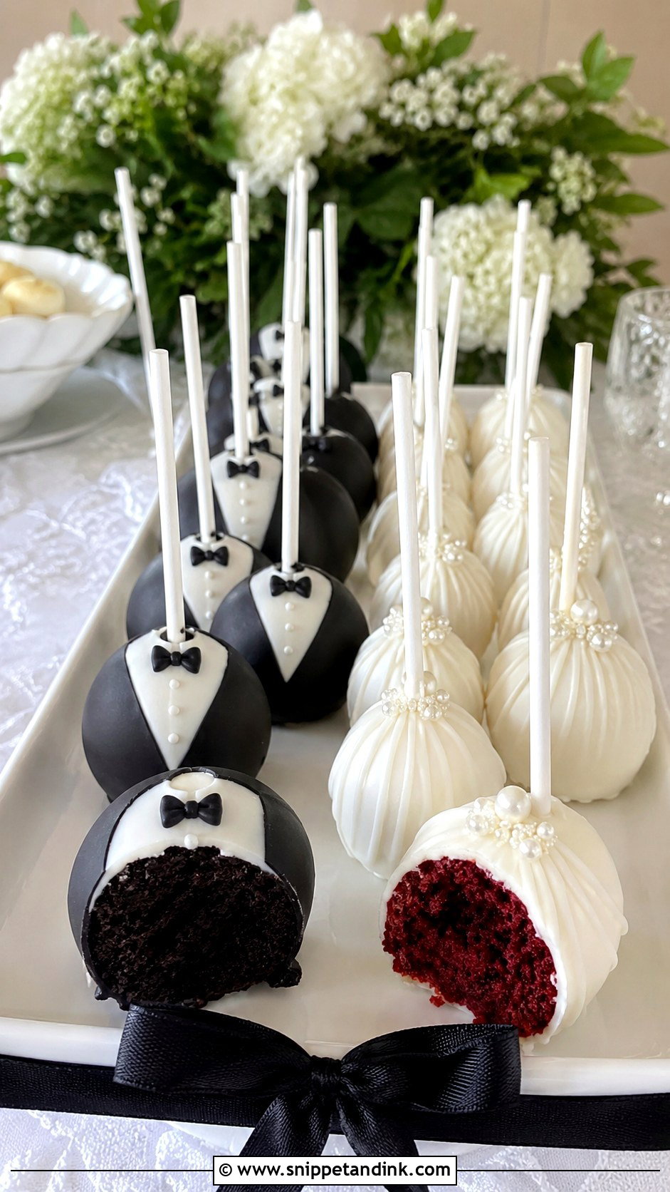 Black And White Bride Cake Pops - Snippet and Ink - 35 Bride Cake Pops