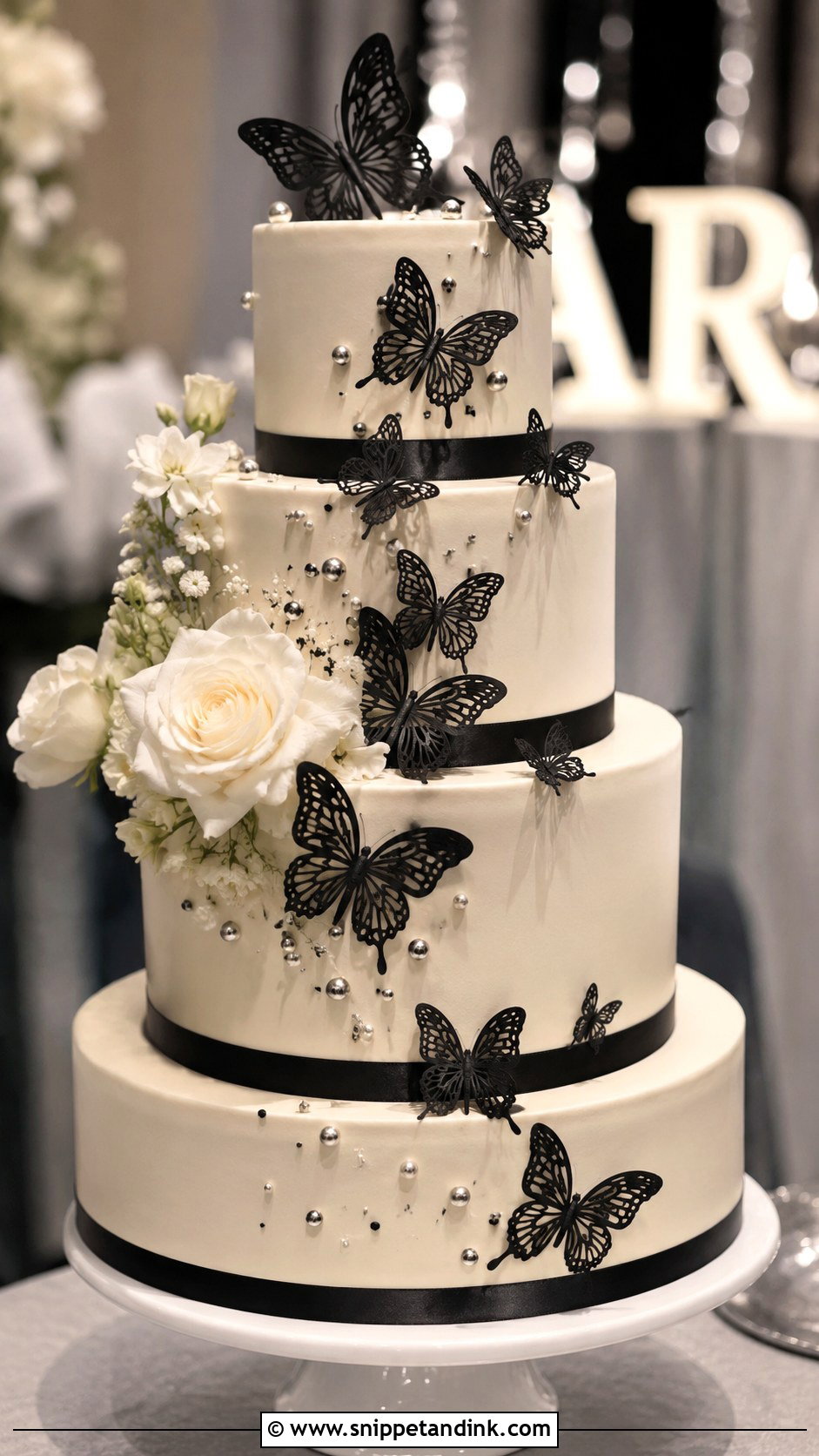 Black And White Butterfly Wedding Cake - Snippet and Ink - 20 Cake Ideas with Butterfly for Wedding